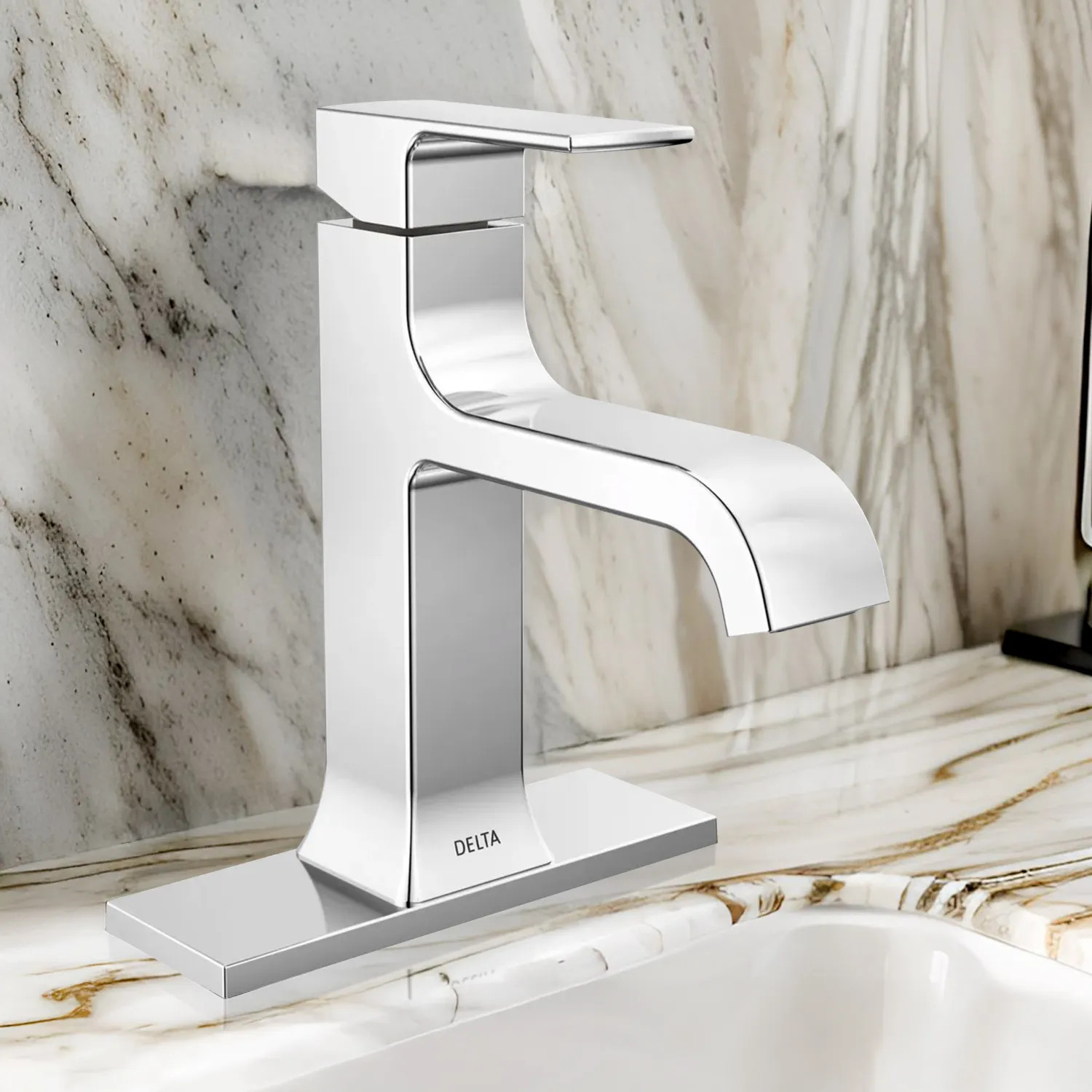 Delta 539-MPU-DST Delta Velum Single Handle Bathroom Faucet, Deck Mount, DIAMOND Seal, ADA, 1.2 GPM, Chrome - 539-MPU-DST