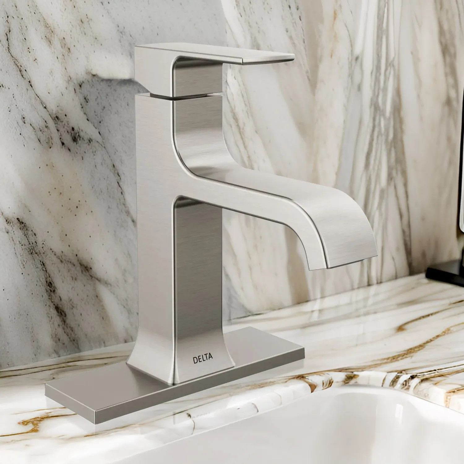 Delta 539-SSMPU-DST Delta Velum Single Handle Bathroom Faucet, Deck Mount, DIAMOND Seal, ADA, 1.2 GPM, Stainless - 539-SSMPU-DST