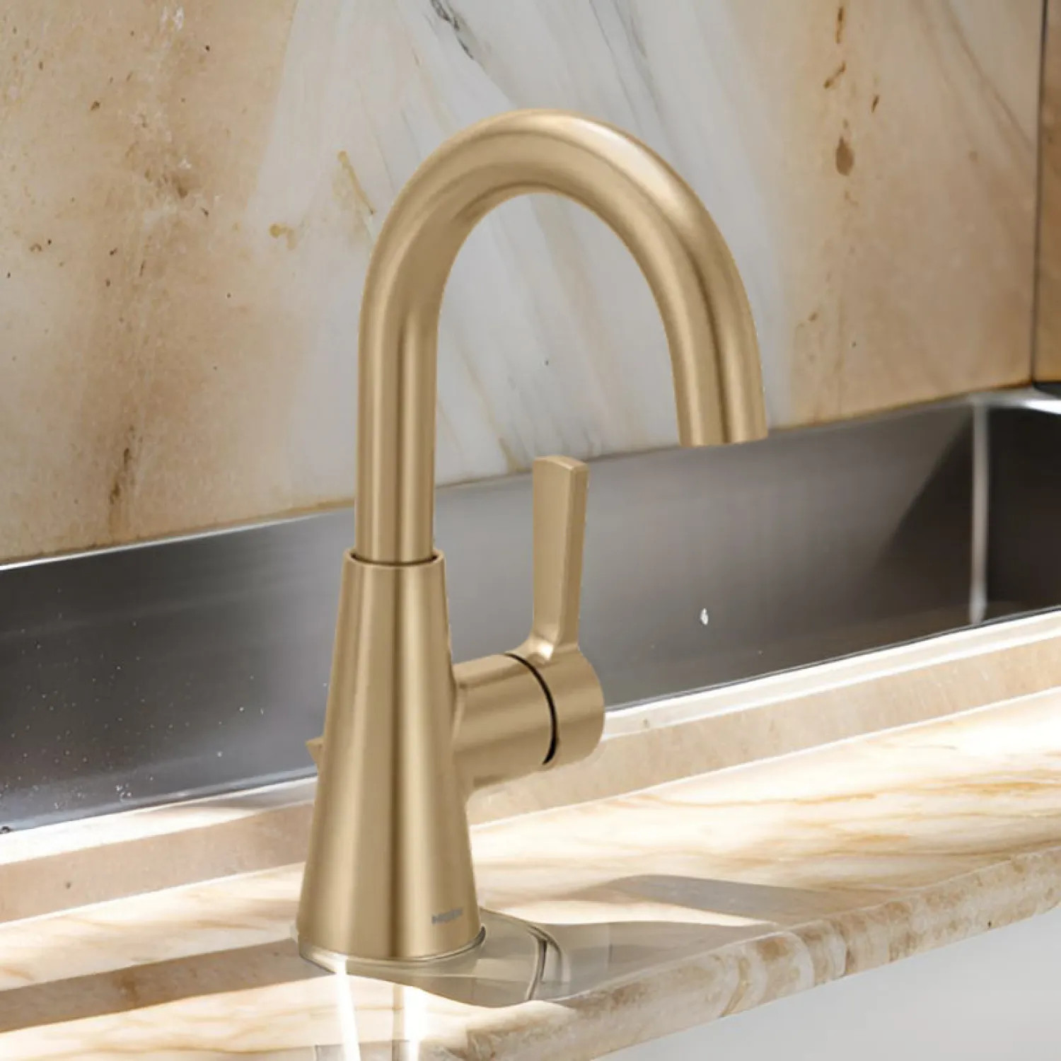Moen 64430BZG Moen Jase One Handle Bathroom Faucet, High Arc, ADA, 1.2 GPM, Bronzed Gold - 64430BZG