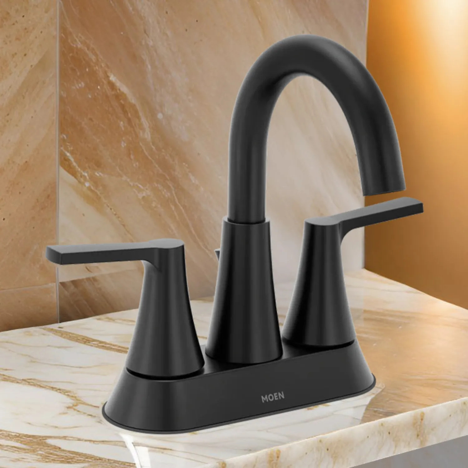 Moen 64432BL Moen Jase Two Handle High Arc Centerset Bathroom Faucet, ADA, 1.2 GPM, 64432BL - 64432BL