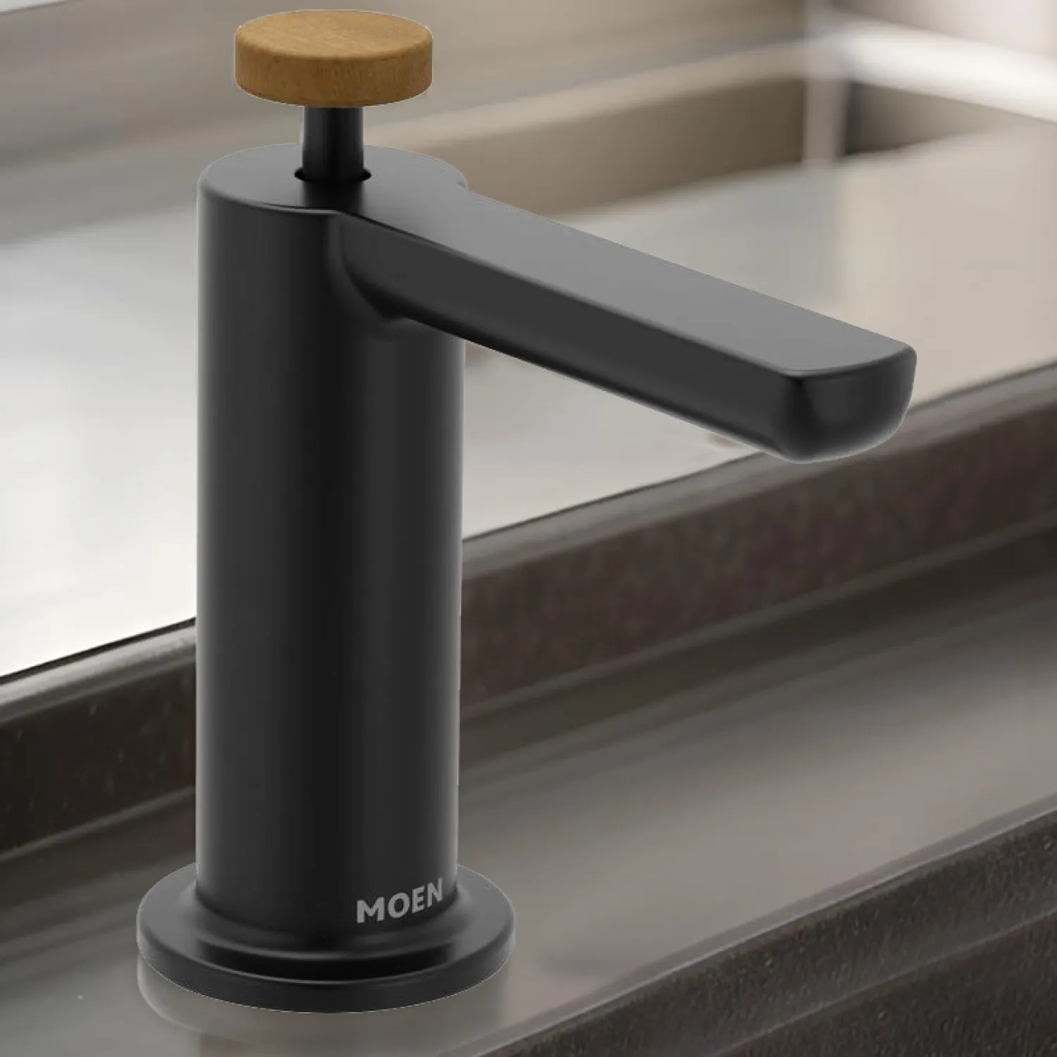 Moen S3951BL Moen Tenon Modern Kitchen Soap Dispenser, Matte Black - S3951BL