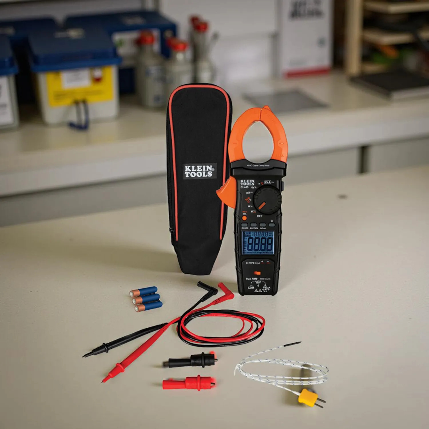 Klein CL440 Klein HVAC Clamp Meter, 600V AC, 750V DC, 600 Amp, Temperature Range -328° to 2462°F (-200° to 1350°C) - CL440