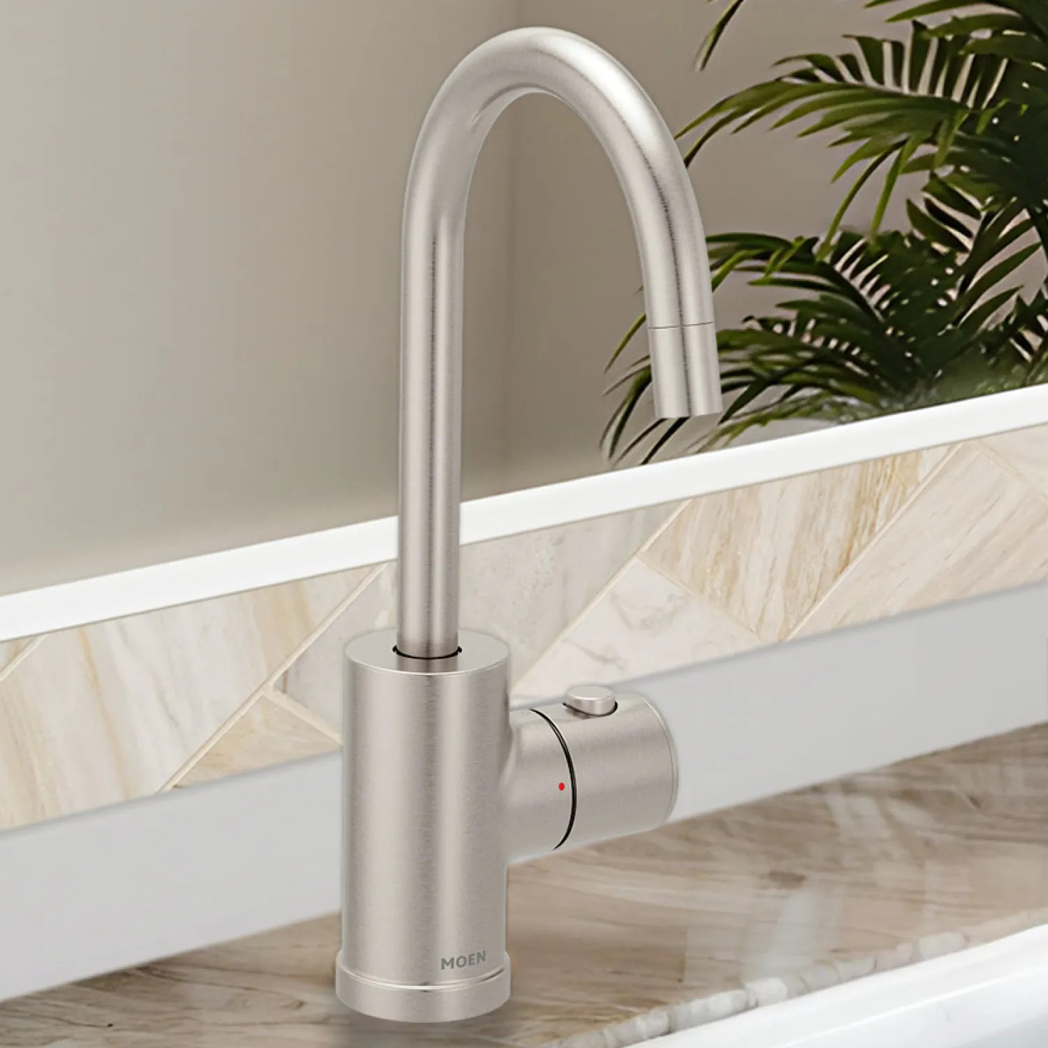 Moen IH7660SRS Moen SIP Modern Instant Hot Water Beverage Faucet, Single-Knob Handle with Push Button, High Arc, Open Vent, 1.5 GPM, Spot Resist Stainless - IH7660SRS
