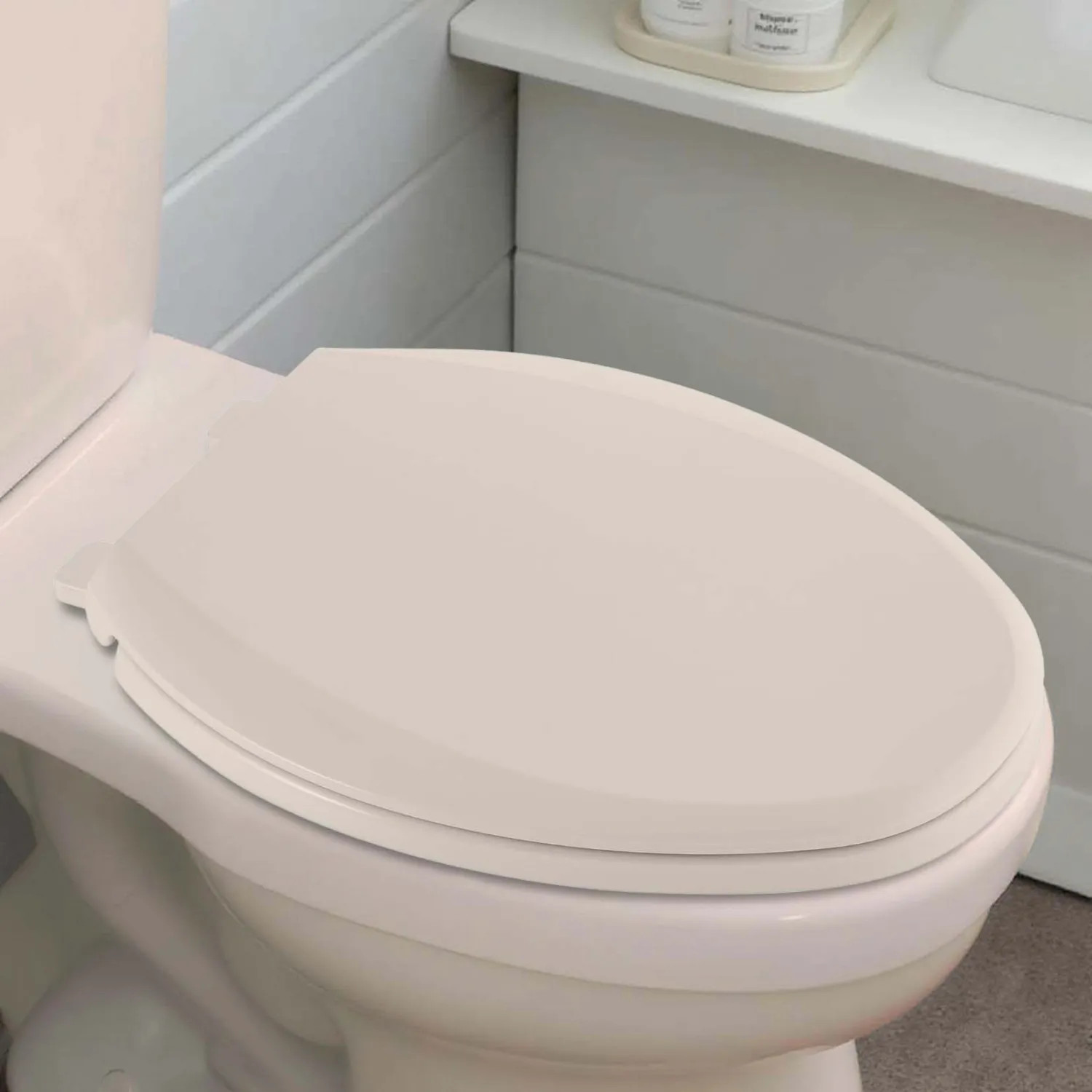 American Standard 5257A65MT.222 American Standard Cardiff Elongated Toilet Seat, Soft-Close, Quick Connect Nut, EverClean, Linen - 5257A65MT.222