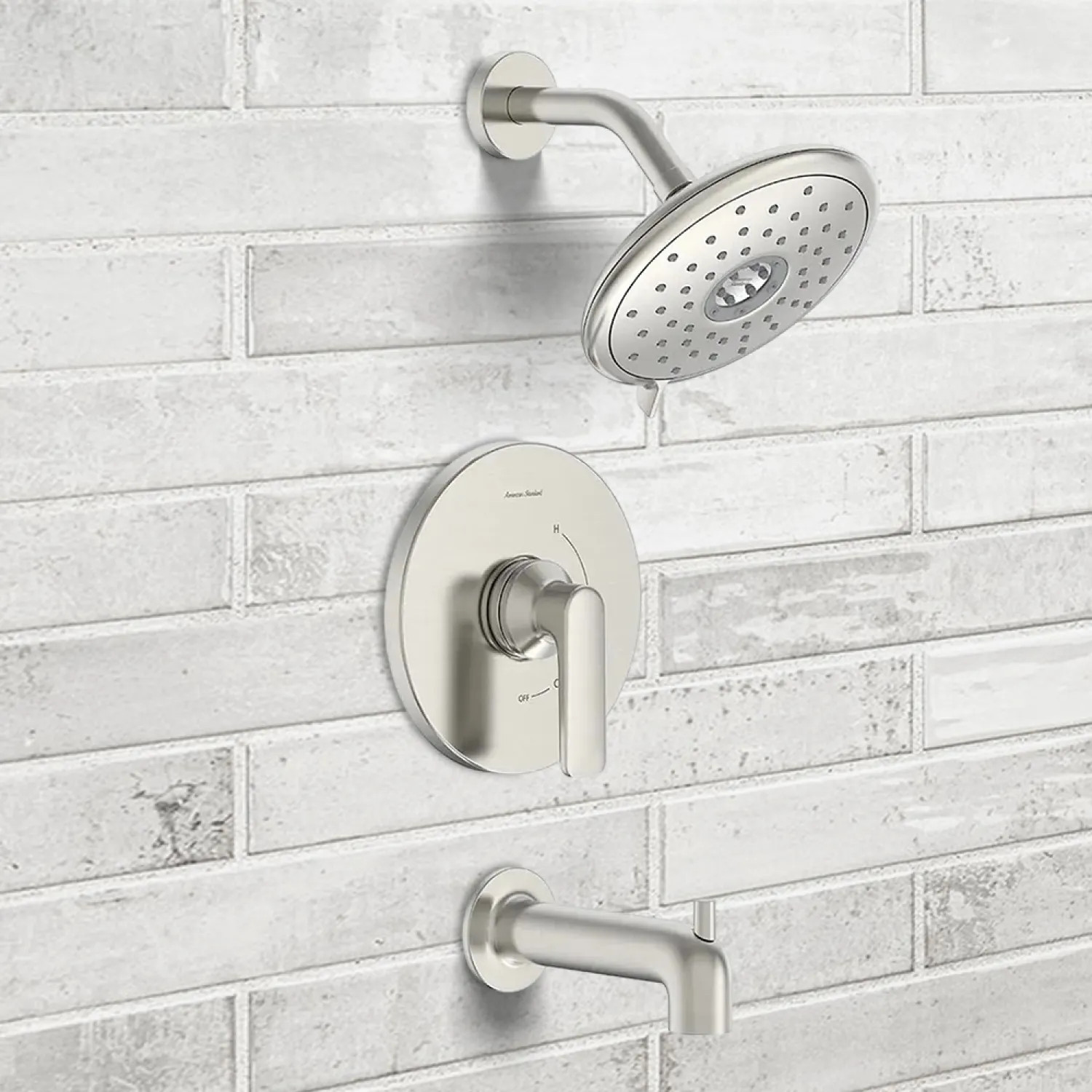 American Standard TU061508.295 American Standard Aspirations Pressure Balance Tub/Shower Faucet, 1.8 GPM, Brushed Nickel - TU061508.295