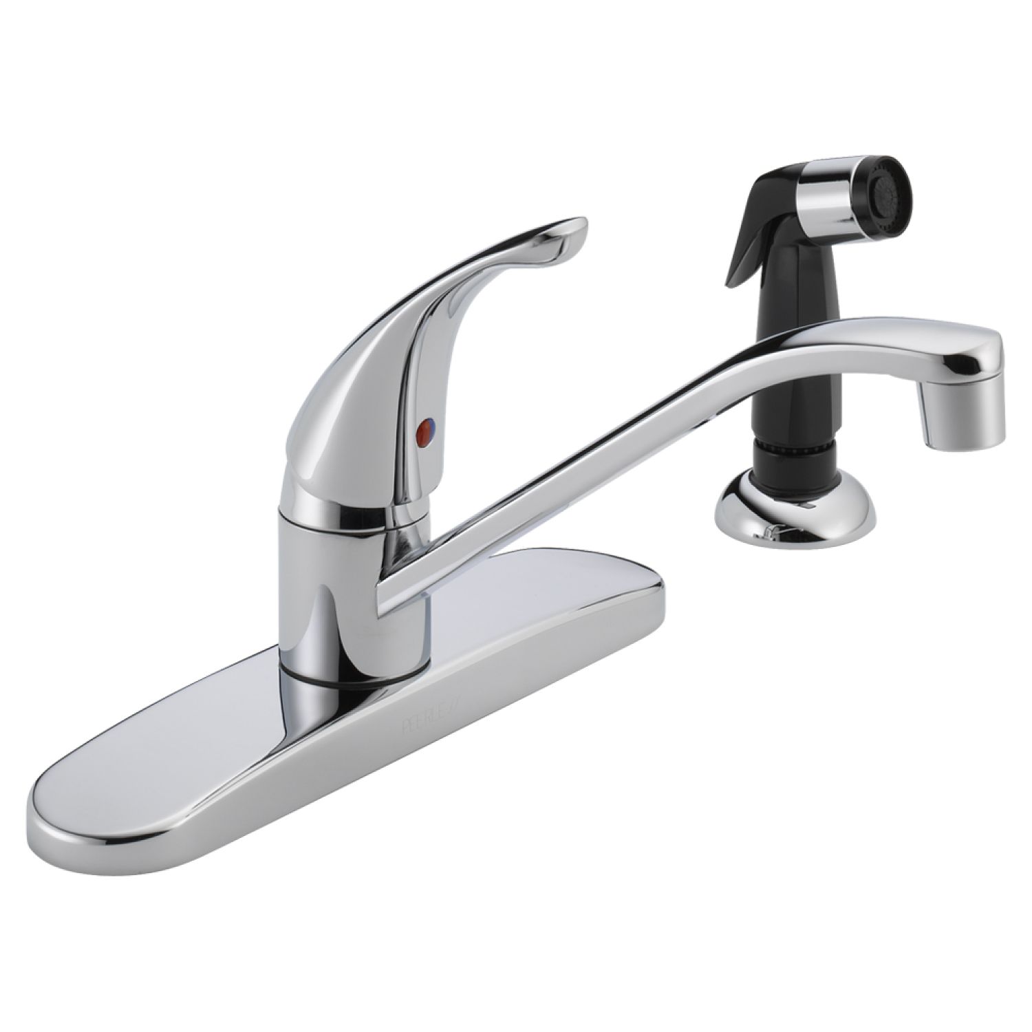 Peerless P115LF Peerless Chrome Single Handle Kitchen Faucet with Black Side Spray, ADA, 1.5 GPM - P115LF
