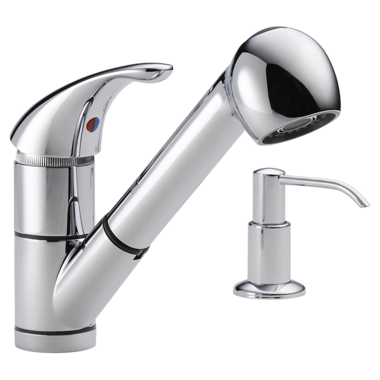 Peerless P18550LF-SD Peerless Single Handle Pull-Out Kitchen Faucet w/ Soap Dispenser, Chrome - P18550LF-SD