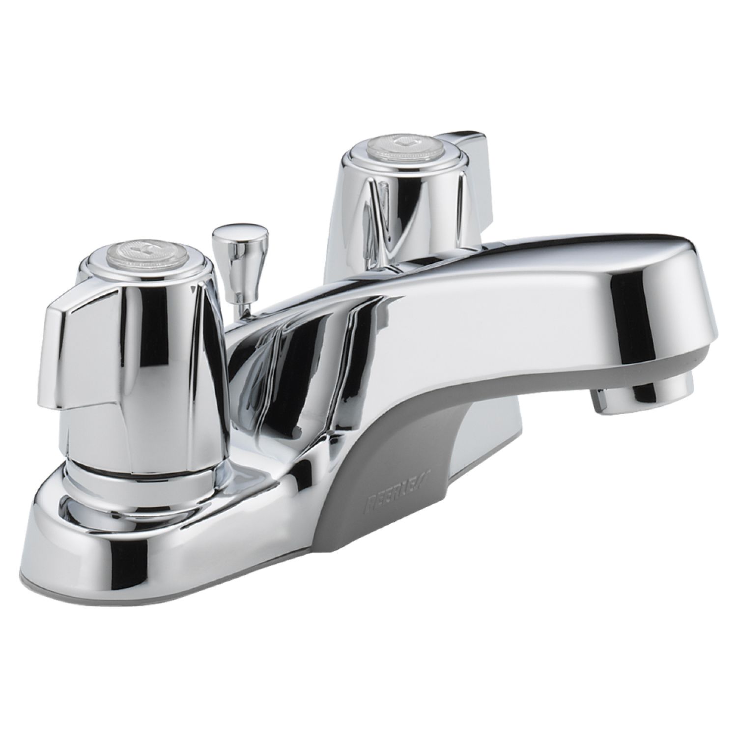 Peerless P246LF Peerless Centerset Bathroom Faucet with Plastic Pop-Up Drain, Standard Spout, Two-Handle, 1.0 GPM, Mini Blade Handle, WaterSense, Chrome - P246LF