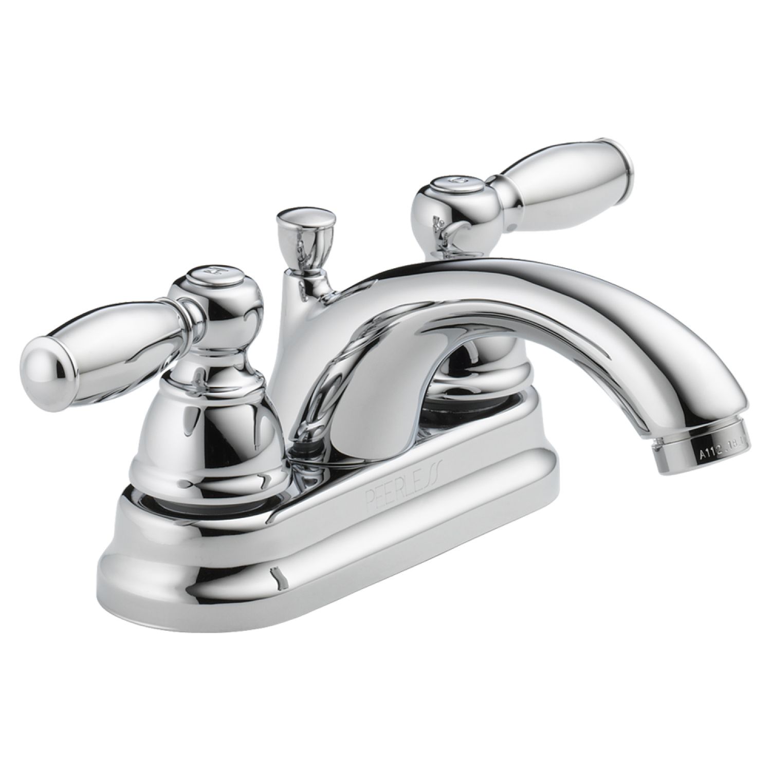 Peerless P299675LF Peerless Claymore Low-Arc Centerset Bathroom Faucet with Pop-Up Drain, Teapot Spout, Two-Handle, 1.2 GPM, Lever Handle, ADA, WaterSense, Chrome - P299675LF