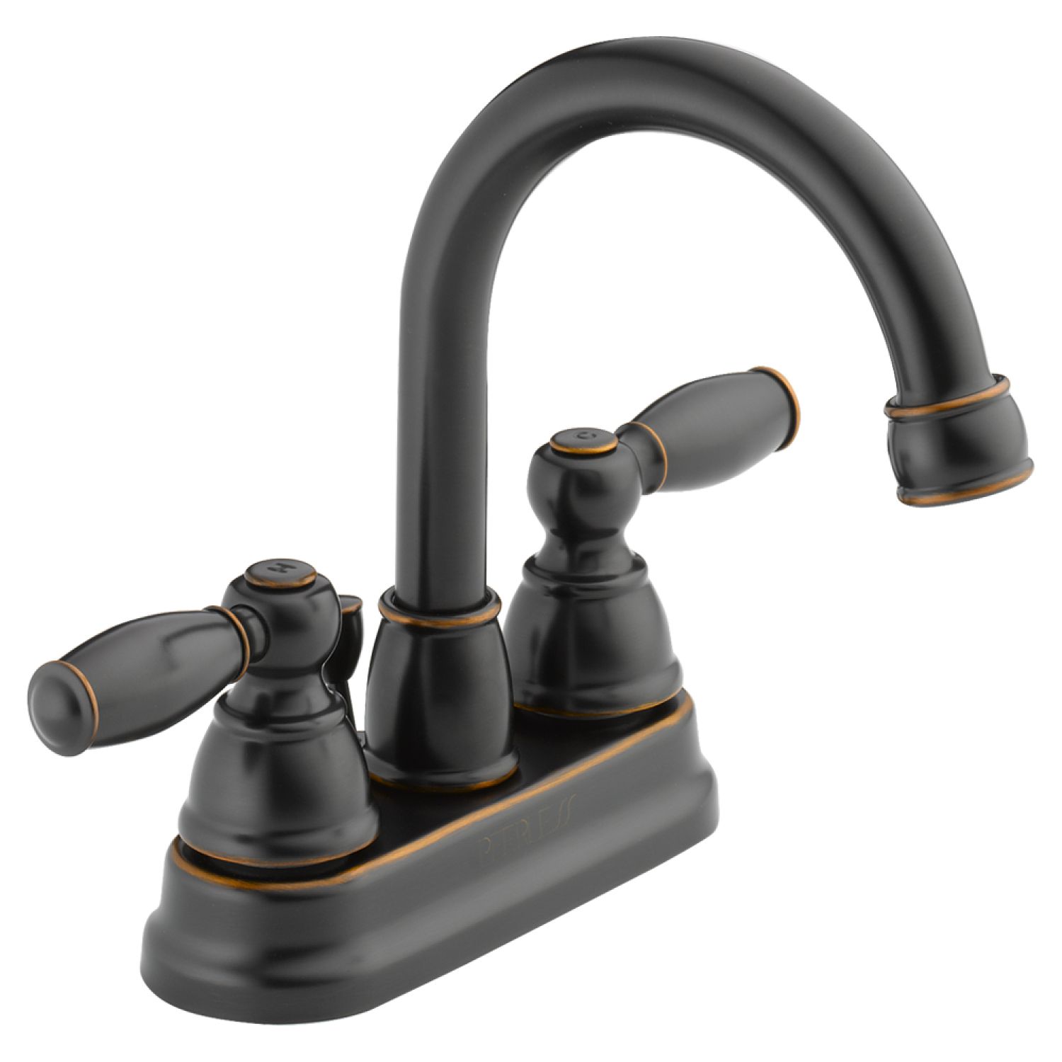 Peerless P299685LF-OB Peerless Claymore High-Arc Centerset Bathroom Faucet with Pop-Up Drain, Two-Handle, 1.2 GPM, Lever Handle, Oil-Rubbed Bronze - P299685LF-OB