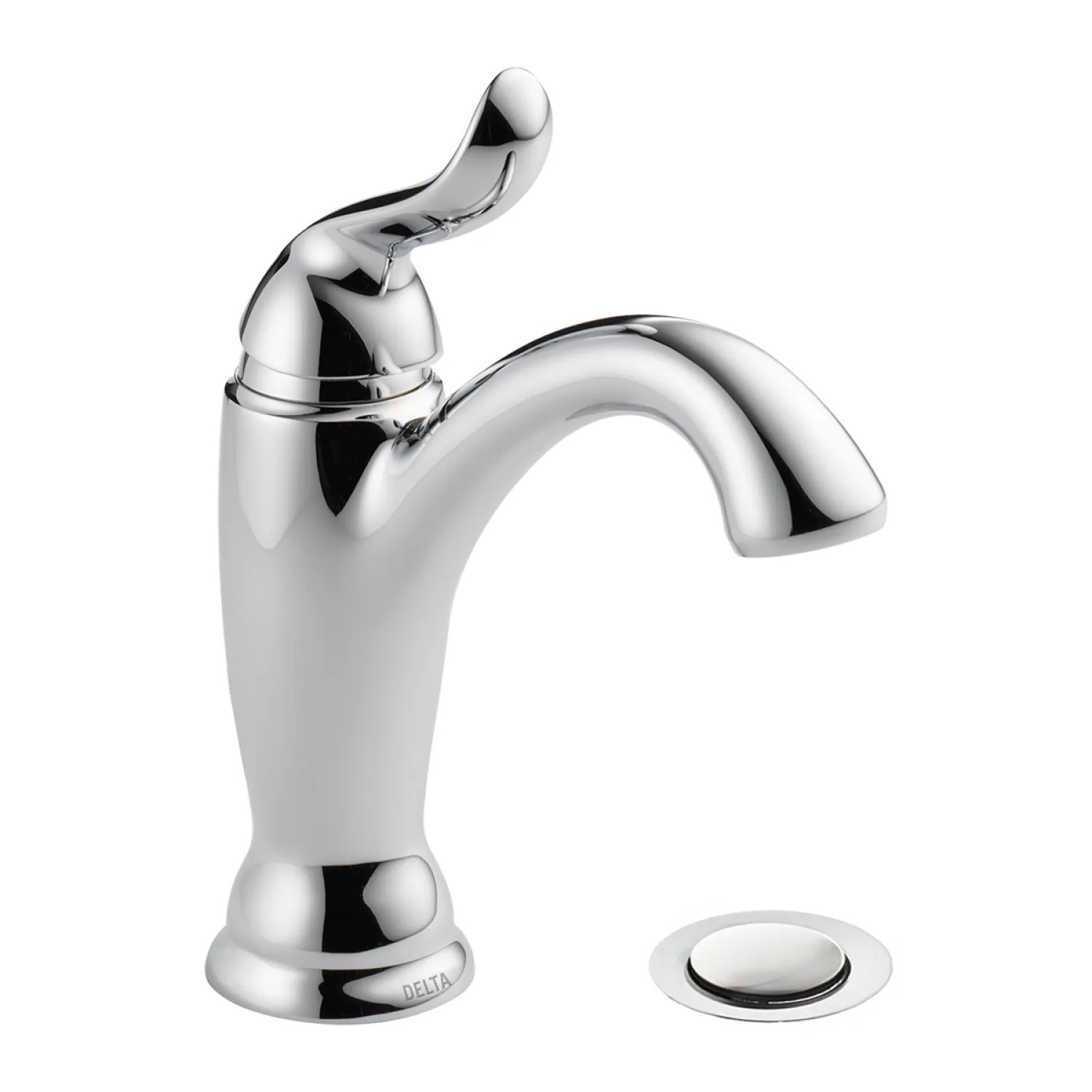 Delta 594-MPU-DST Delta Linden Chrome Lavatory Faucet with Escutcheon, Metal Pop-Up, 1.2 GPM, Single-Handle, DIAMOND Seal, Wave Lever Handles - 594-MPU-DST