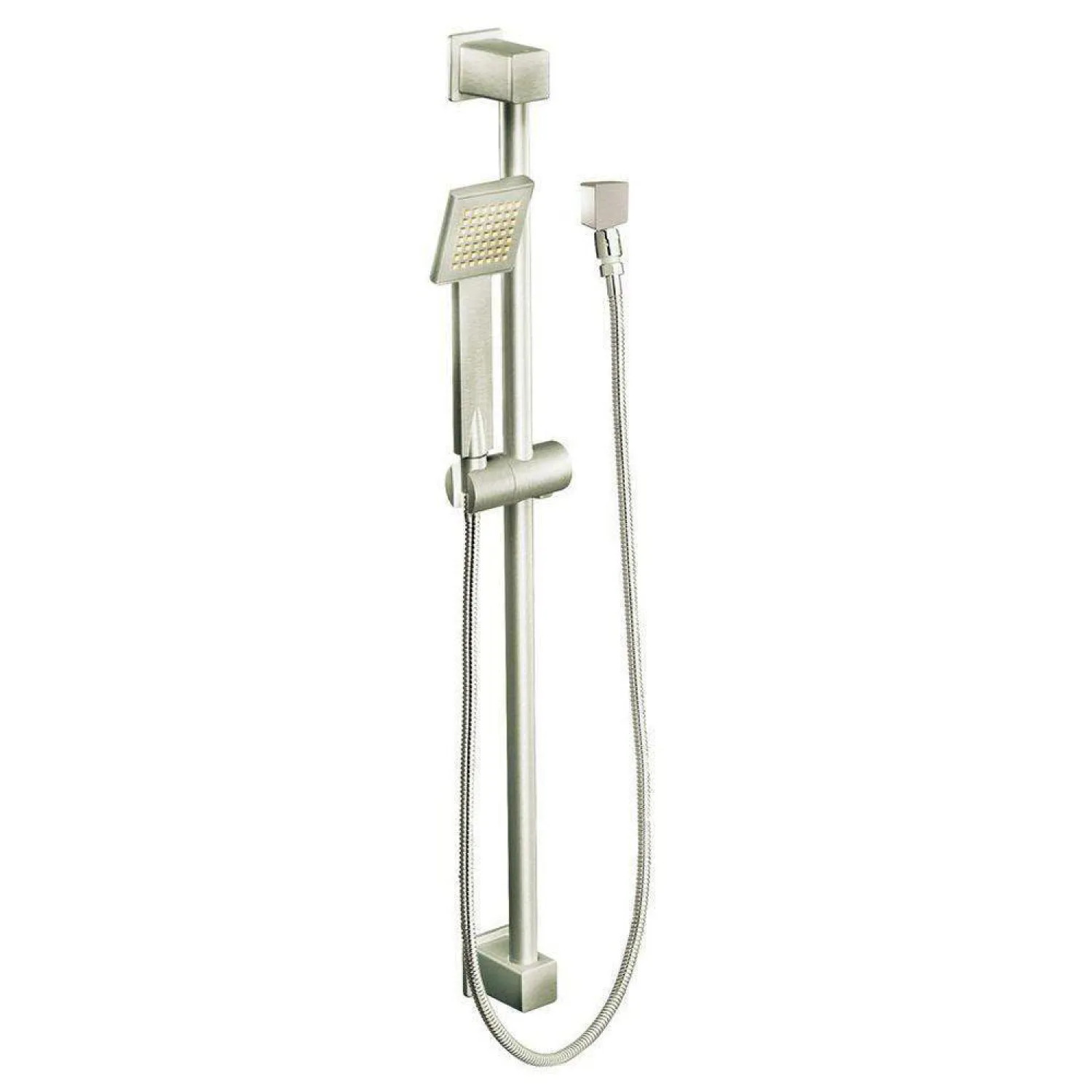 Moen S3879EPBN Moen 90 Degree 3in Single-Function Hand Shower with 30in Slide Bar, Square, Eco-Performance, 1.75 GPM, WaterSense, Brushed Nickel - S3879EPBN