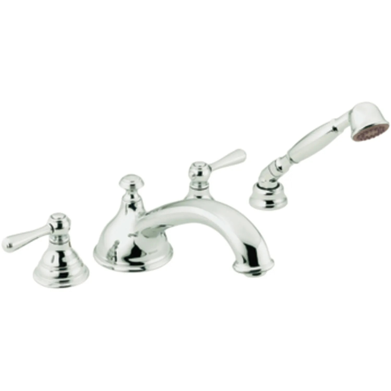 Moen T912 Moen Kingsley Two-Handle Roman Tub Faucet Trim with 2.0 GPM One-Function Hand Shower, Low Arc Spout, Lever Handles, M-PACT, Chrome - T912 