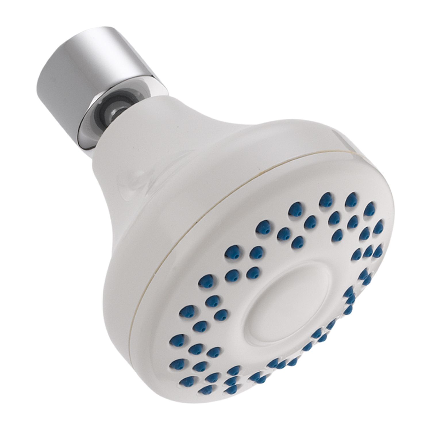 Delta 52672-WH15-BG Delta Fundamentals Single-Setting Touch-Clean Shower Head, 1.5 GPM, Round, Water-Efficient, White - 52672-WH15-BG