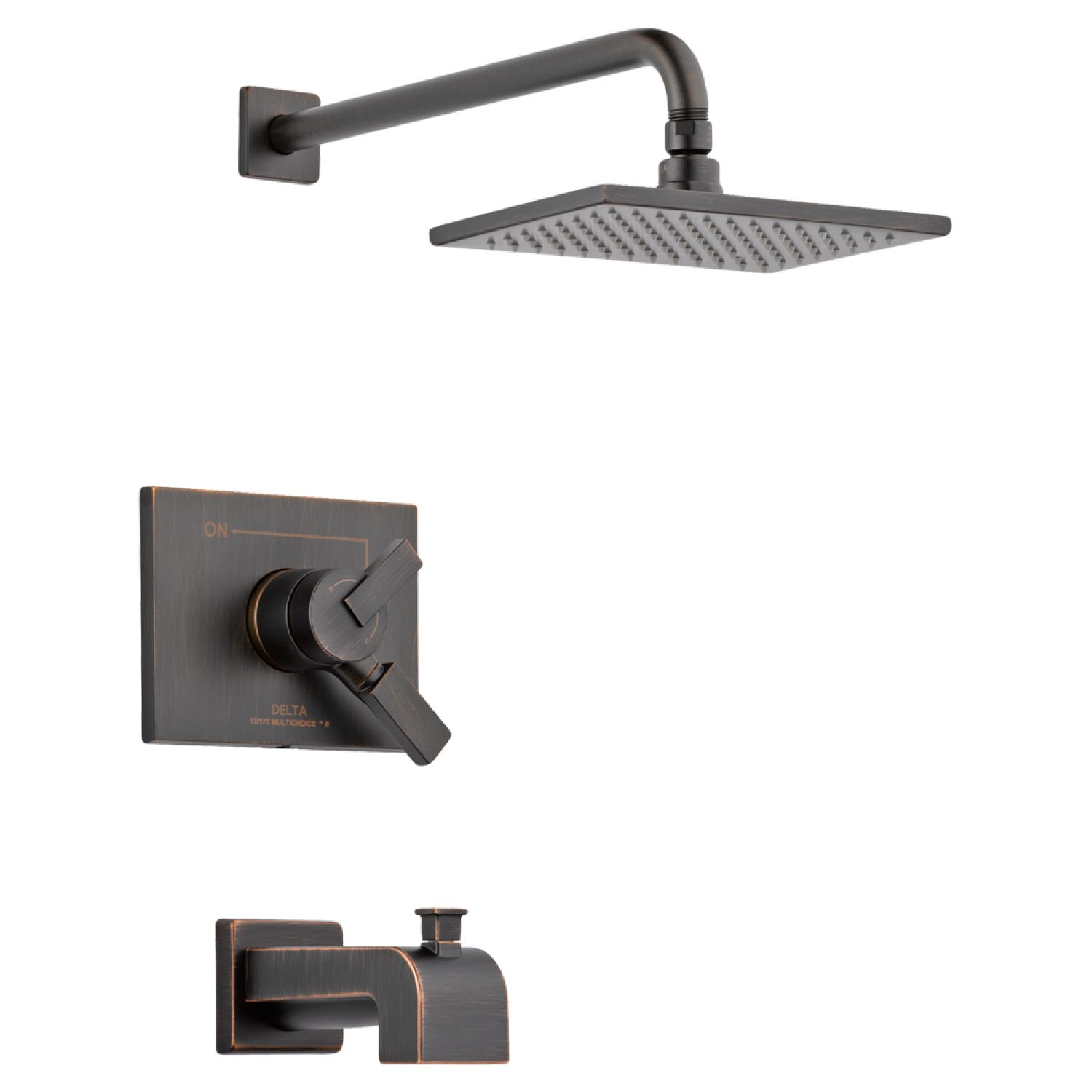 Delta T17453-RB Delta Vero Monitor 17 Series Two-Handle Tub/Shower Faucet with Volume Control, Single-Setting Rainshower, 2.5 GPM, Lever Handle, Venetian Bronze - T17453-RB