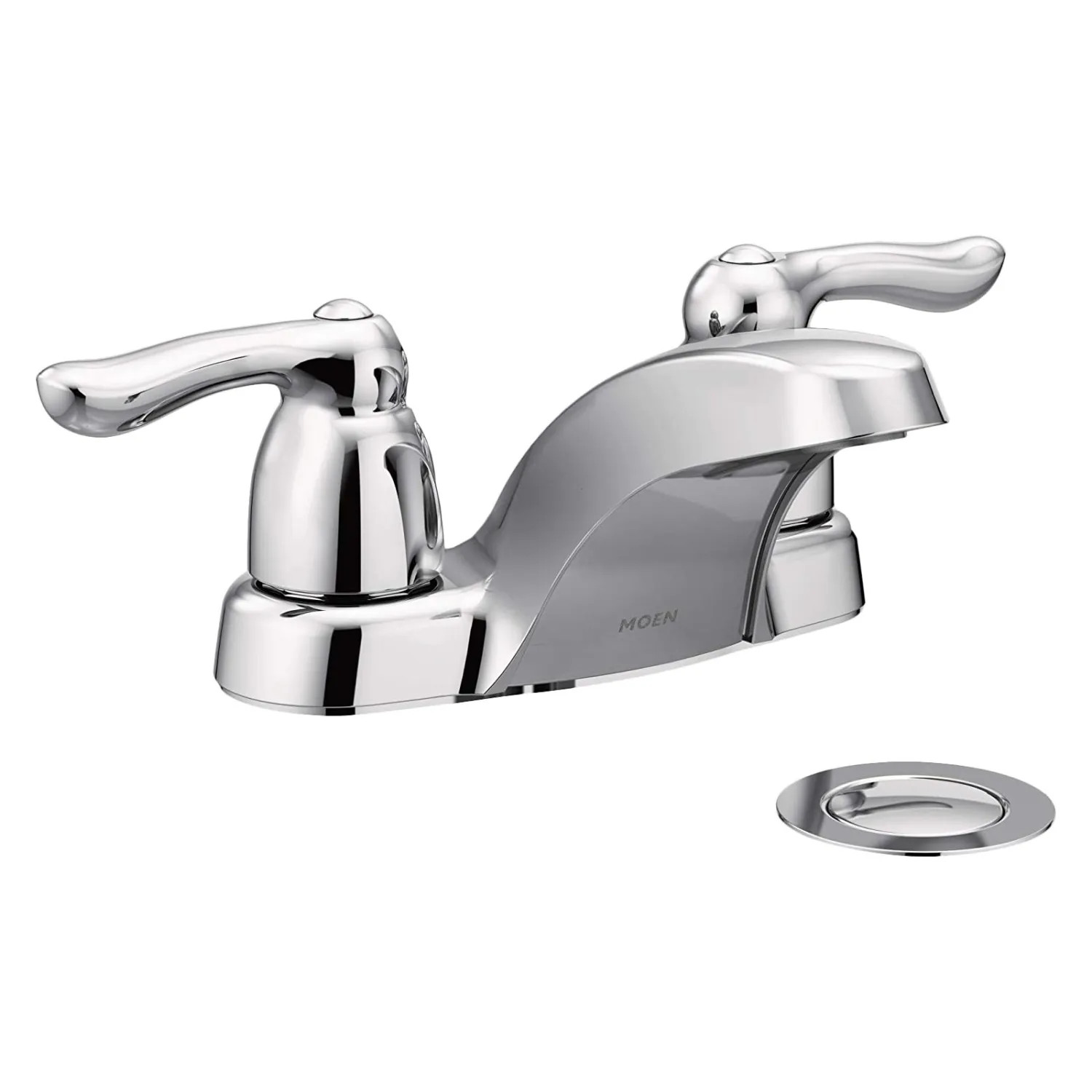 Moen 4925 Moen Chateau Two-Handle Low Arc Chrome Bathroom Faucet with Metal Pop-Up and Temperature Indicators, 1.2 GPM, ADA Lever Handle - 4925 
