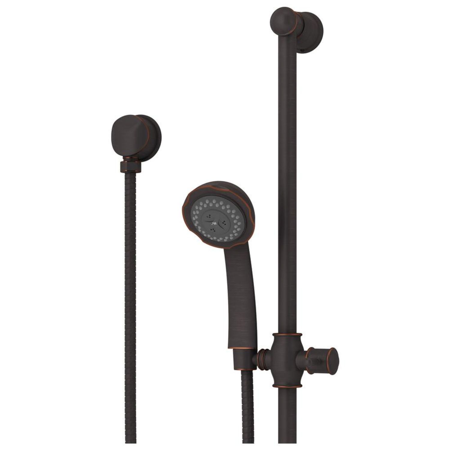 Symmons 522HS-BBZ Symmons Ballina Three-Function Hand Shower with 60in Flexible Metal Hose, Cradle, Wall Connection, and Flange, 2.5 GPM, Brushed Bronze - 522HS