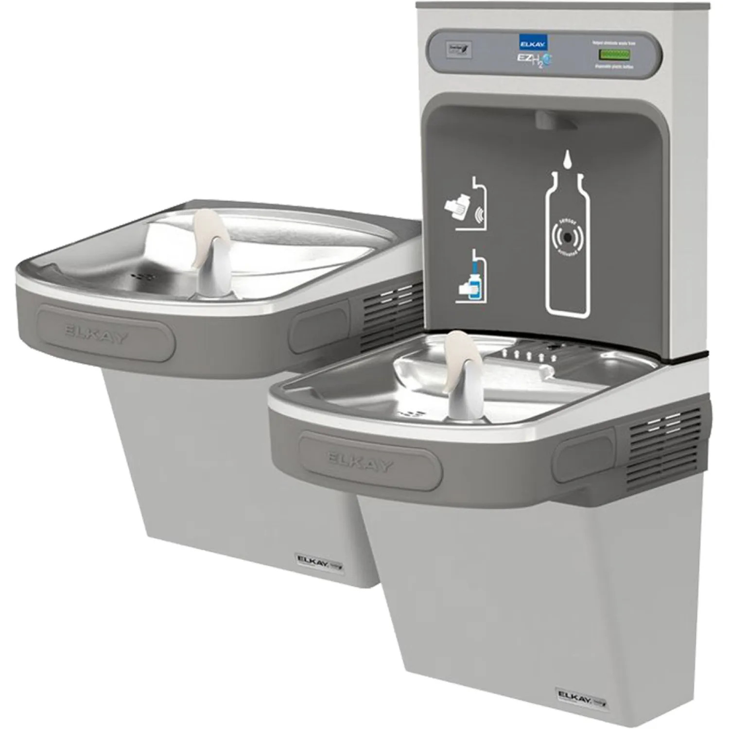 Elkay EZSTL8WSLK Elkay EZSTL8WSLK ezH2O Bottle Filling Station w/ Versatile Cooler - Bi-Level, Non-Filtered, 8 GPH, Light Gray