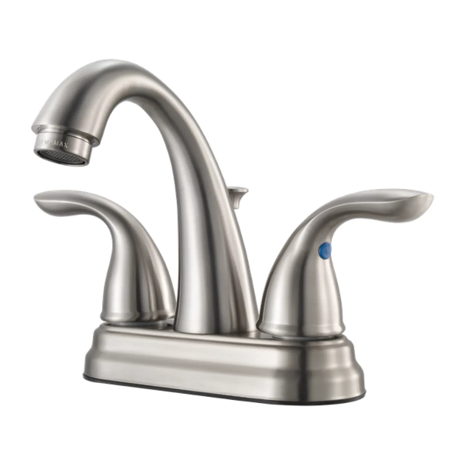 Pfister G148-700K Pfister Pfirst Two-Handle High-Arc Brushed Nickel Centerset Bathroom Faucet with Metal Pop-Up, Lever Handles, 1.5 GPM, Three-Hole - G148-700K