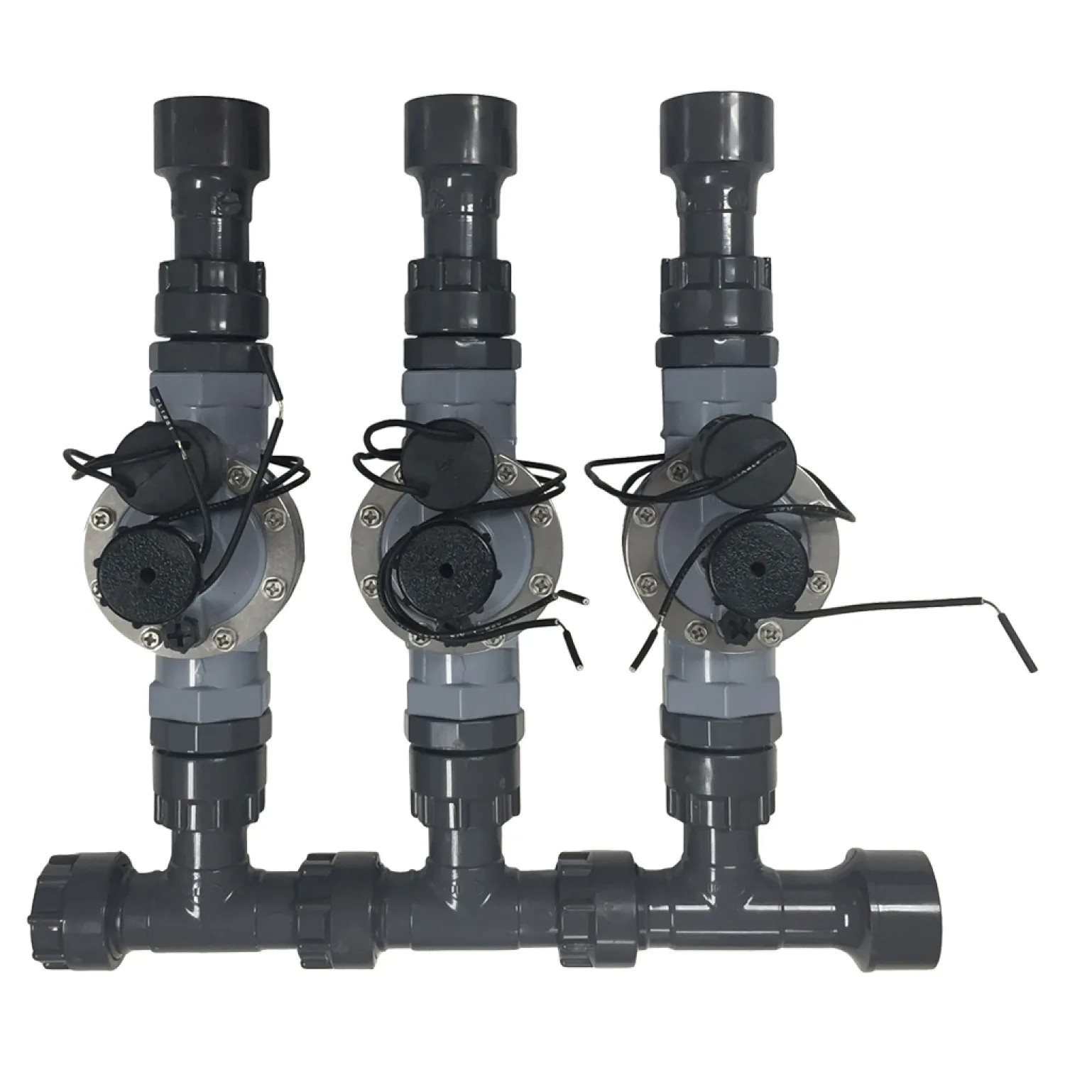 Commodity  3-Valve Sprinkler Manifold Setup with Flow Control - Irritrol NPT Globe Valves and 1
