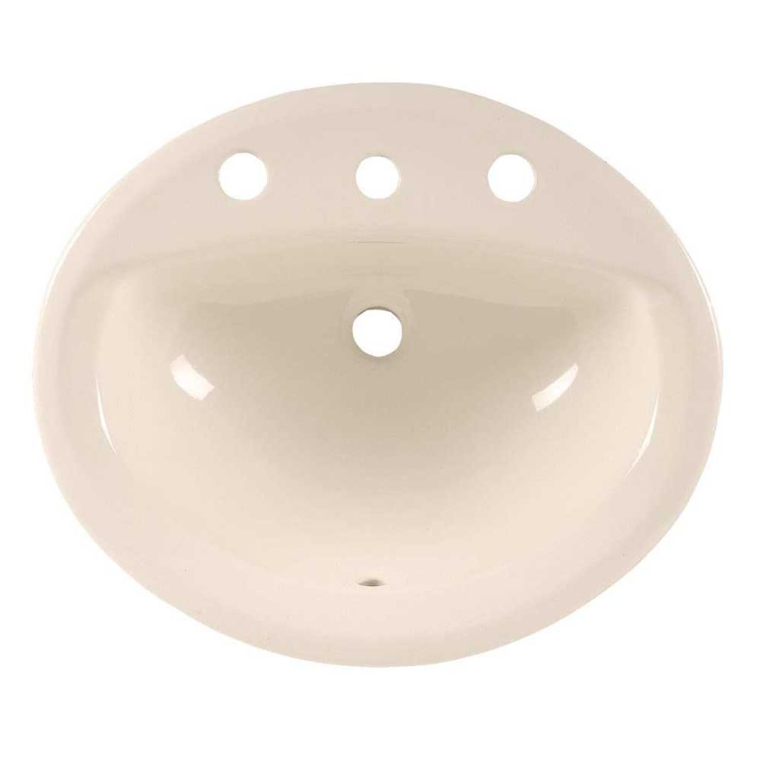 American Standard 0476.028.222 American Standard Aqualyn Countertop Sink, Faucet Ledge, Front Overflow, 4in Centers, Linen - 0476.028.222
