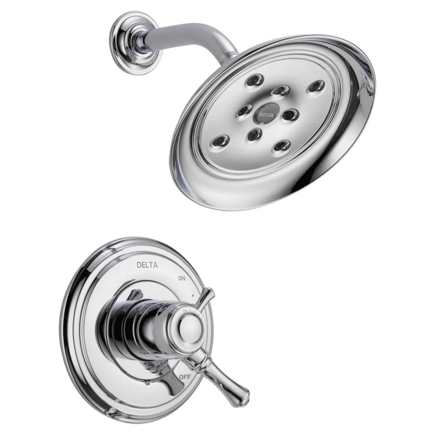 Delta T17297 Delta Cassidy Monitor 17 Two-Handle H2Okinetic Shower Faucet with Volume Control, Single-Setting Showerhead, 1.75 GPM, Lever Handles, Chrome - T17297