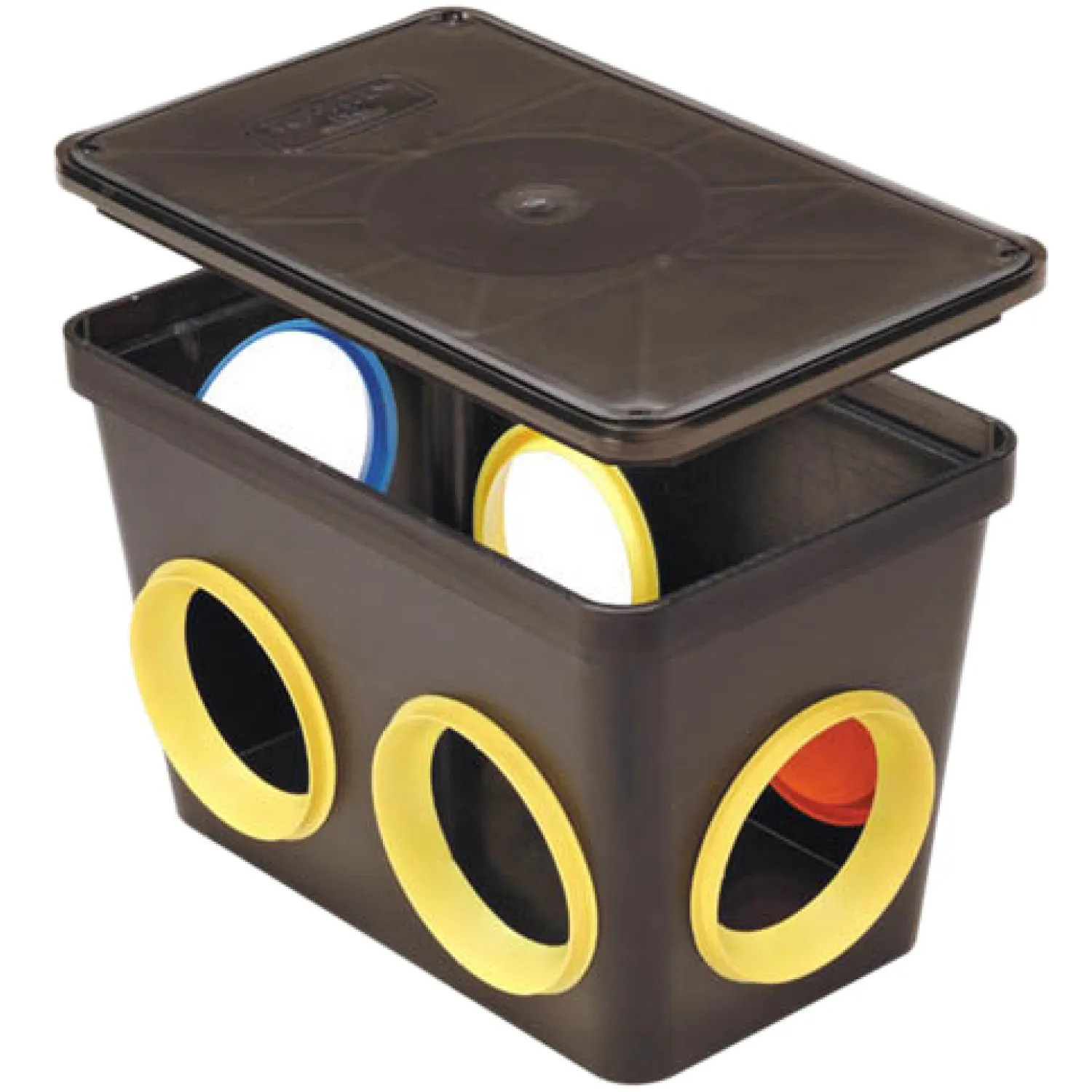   Tuf-Tite Plastic 6-Hole Distribution Box w/ Lid for Septic Systems - 6HD2 