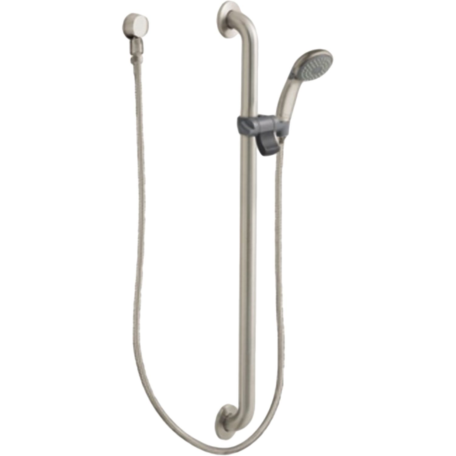 Moen 52236GBM15CBN Moen Commercial 3-1/4in Single-Function Hand Shower with 36in Slide Bar/Grab Bar, Round, 1.5 GPM, WaterSense, ADA, Classic Brushed Nickel - 52236GBM15CBN