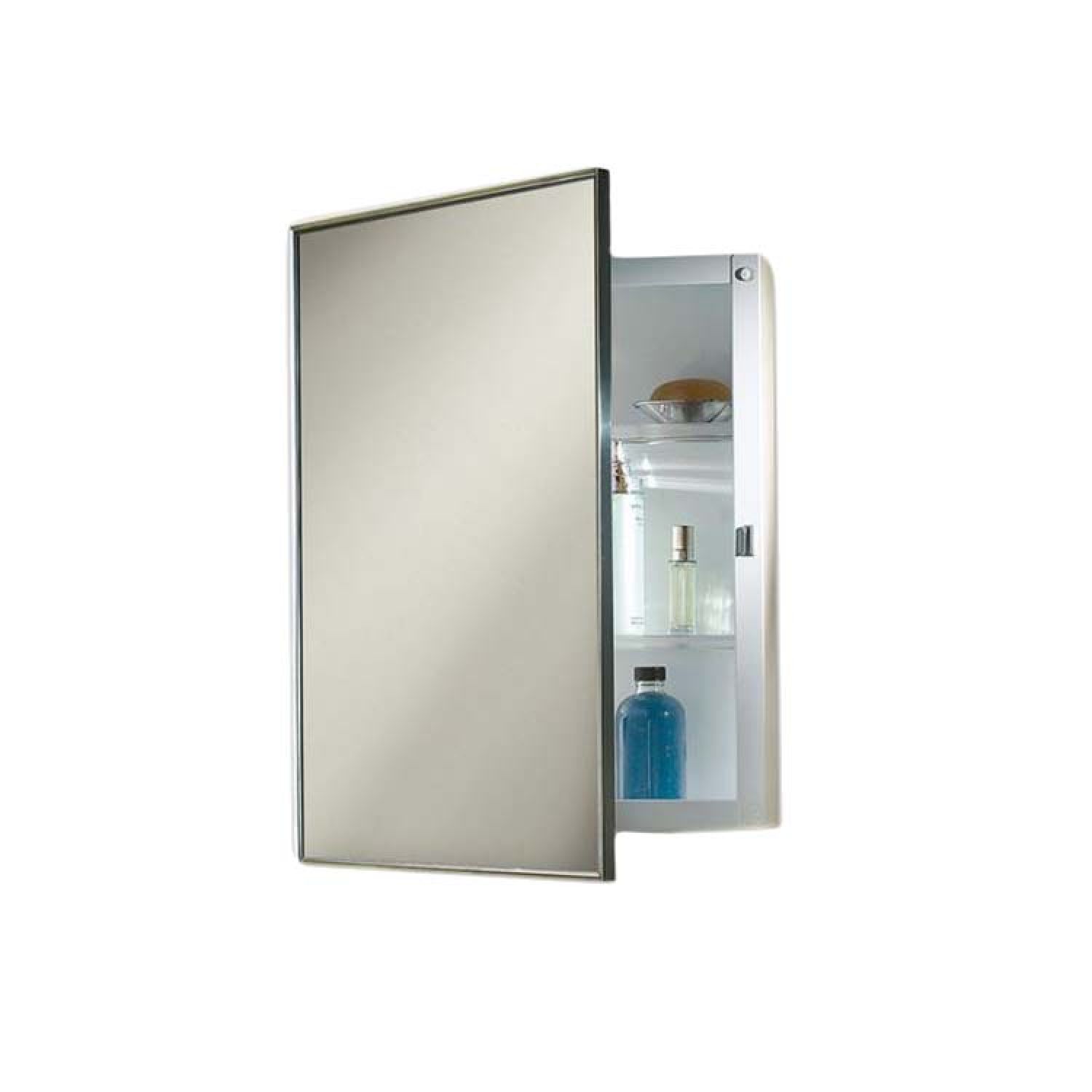 Jensen 452SM Jensen Styline Series 16in x 22in Medicine Cabinet with Polished Stainless Steel Flat Framed Mirror Door, Reversible Door Swing - 452SM