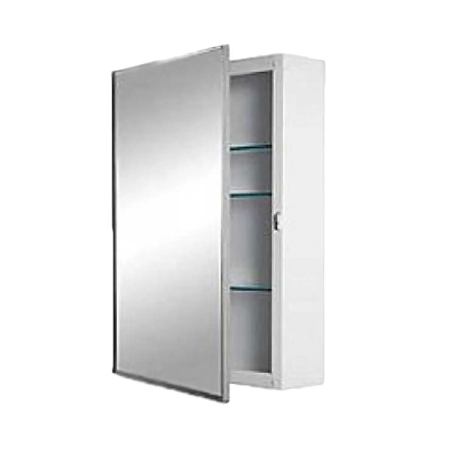 Jensen 472FS Jensen Styleline White 16-1/8in x 22-1/8in Medicine Cabinet with Stainless Steel Frame, Framed Mirror Door, Adjustable Shelves - 472FS