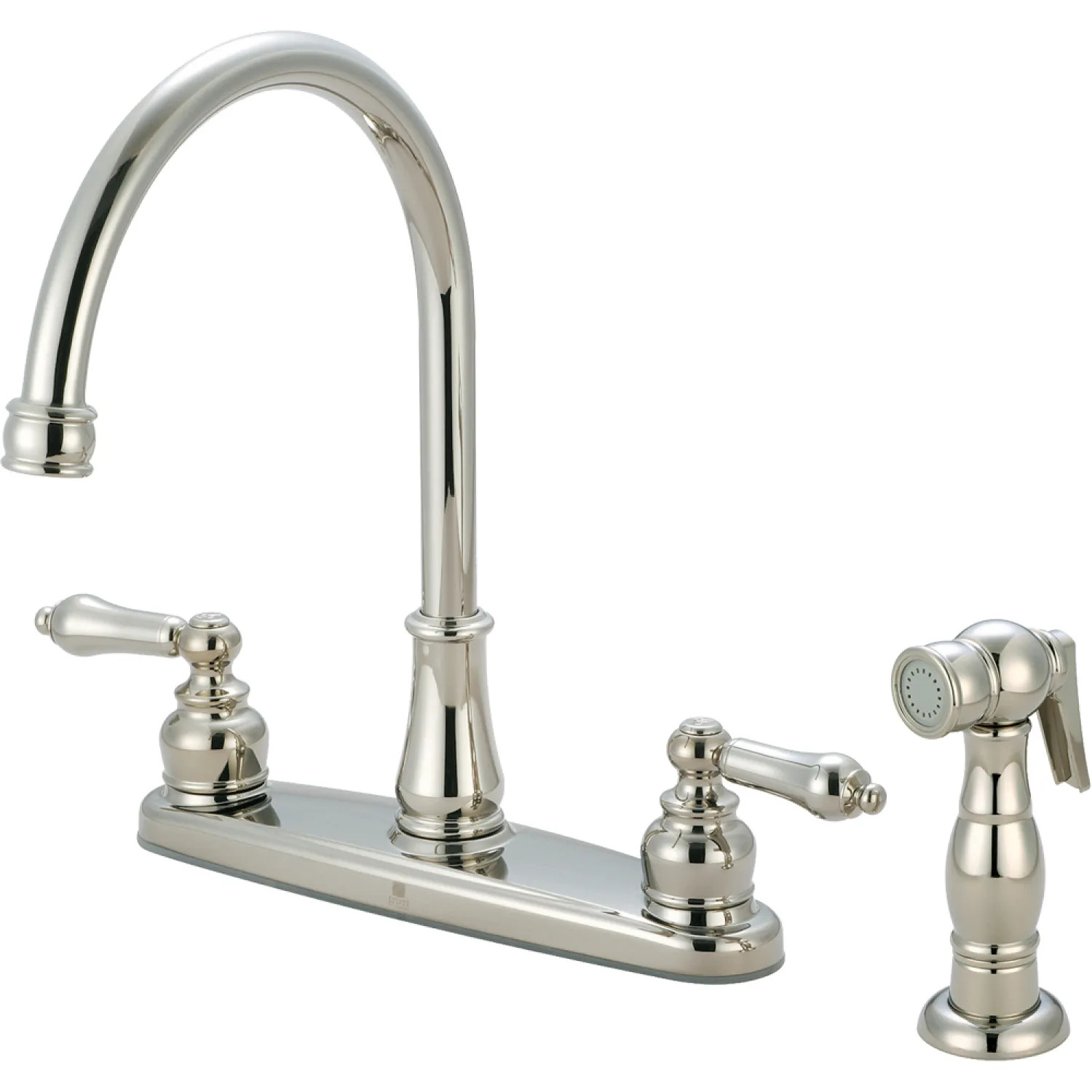 Pioneer 2BR101-PN Pioneer Brentwood Two-Handle Kitchen Faucet w/ Side Spray, Lever Handles, Polished Nickel - 2BR101-PN