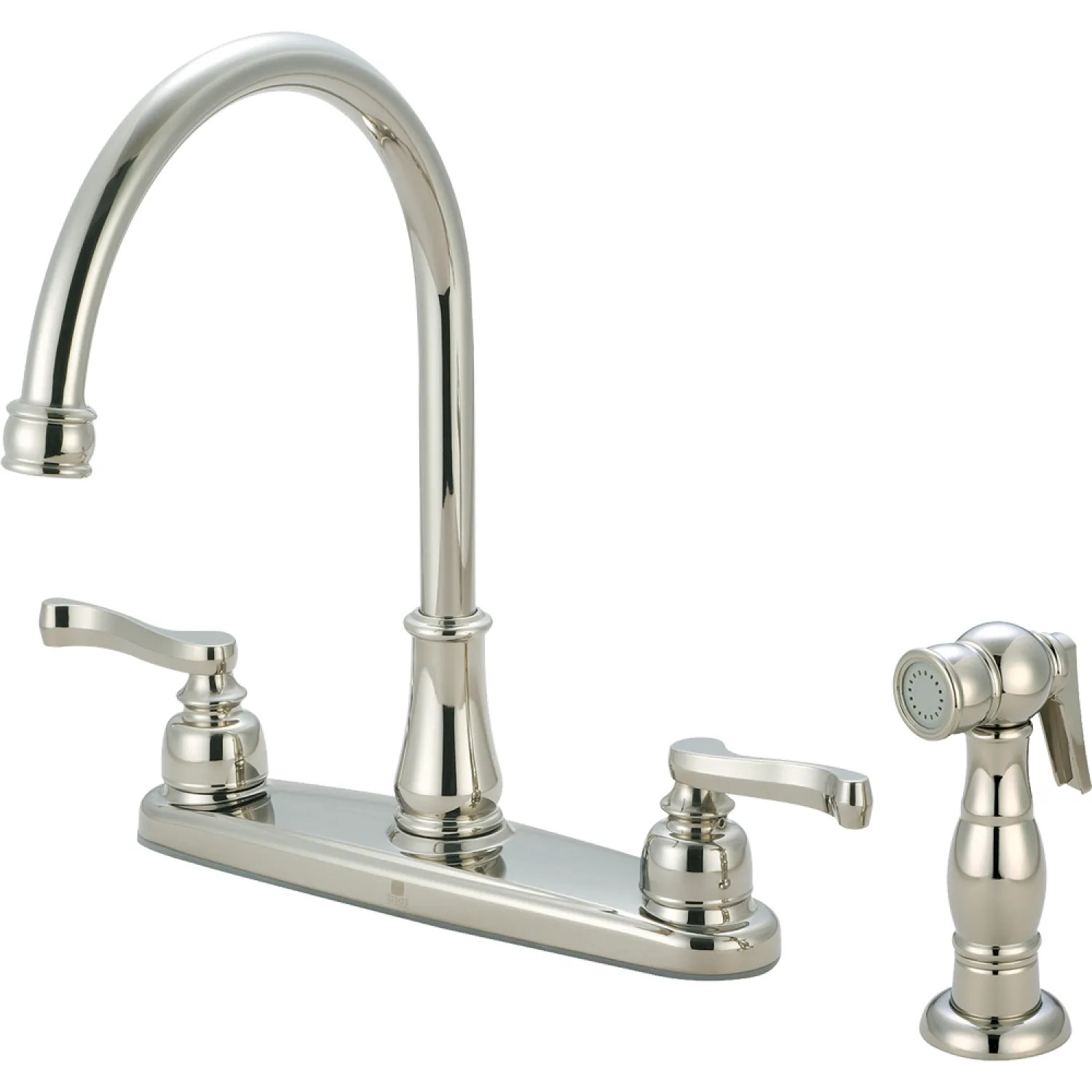 Pioneer 2BR131-PN Pioneer Brentwood Two-Handle Kitchen Faucet w/ Side Spray, Beaux Lever Handles, Polished Nickel - 2BR131-PN