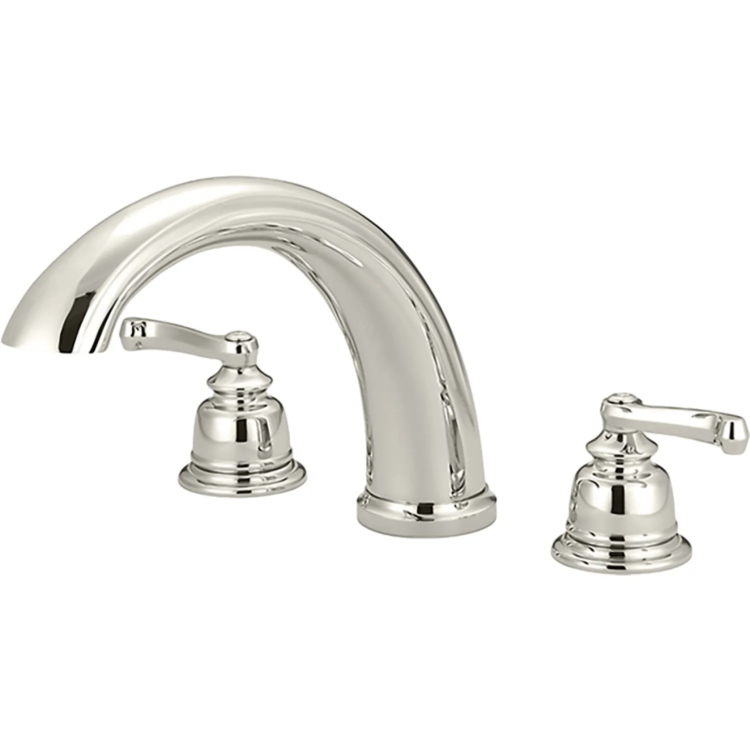 Pioneer 4BR830-PN Pioneer Brentwood Two-Handle Polished Nickel Widespread Roman Tub Trim Set with Rough-In Valve, ADA, Metal Lever Handles, J-Style Spout - 4BR830-PN