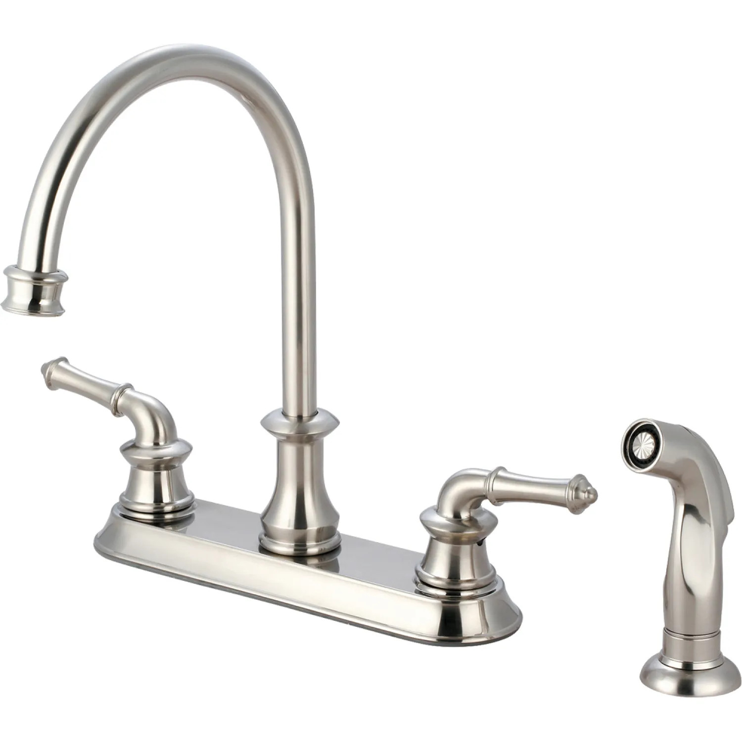 Pioneer 2DM301-BN Pioneer Del Mar Two-Handle Kitchen Faucet w/ Side Spray, Brushed Nickel - 2DM301-BN