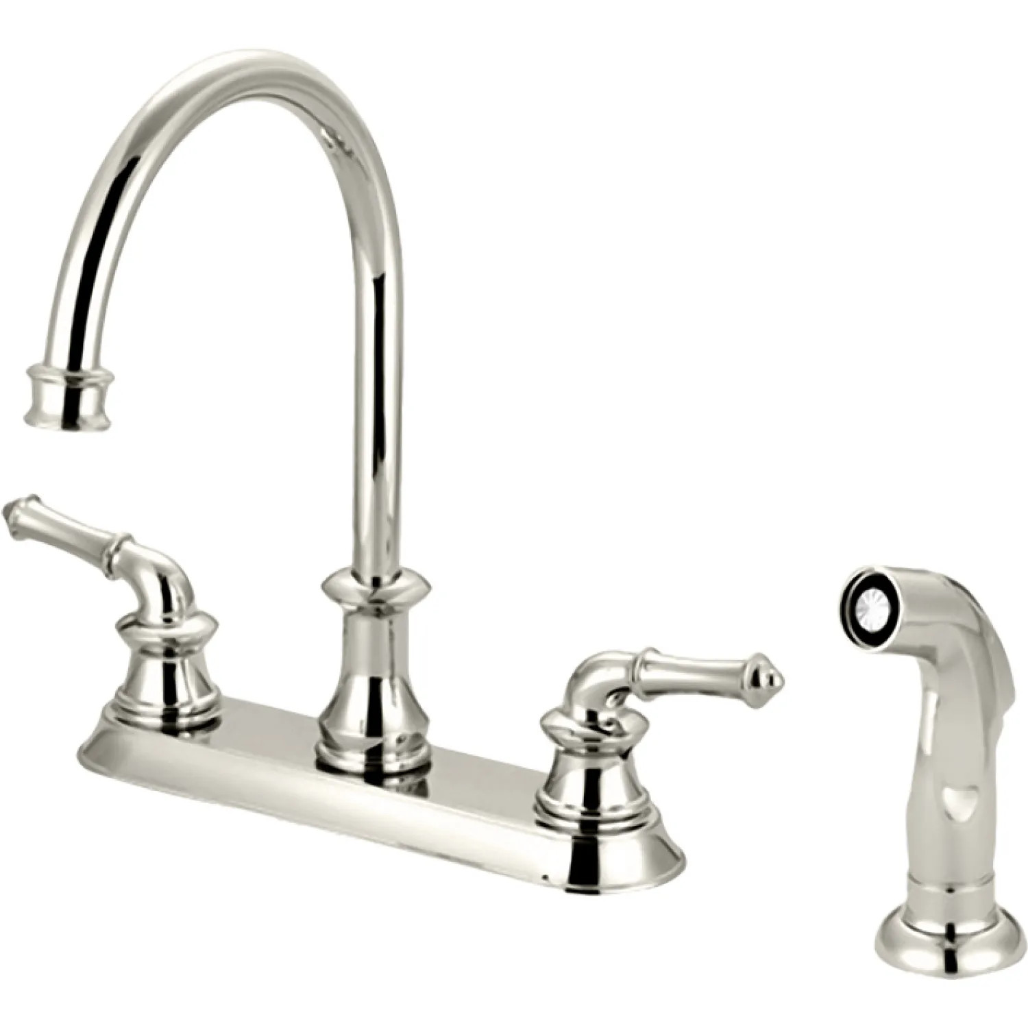 Pioneer 2DM301-PN Pioneer Del Mar Two-Handle Kitchen Faucet w/ Side Spray, Polished Nickel - 2DM301-PN