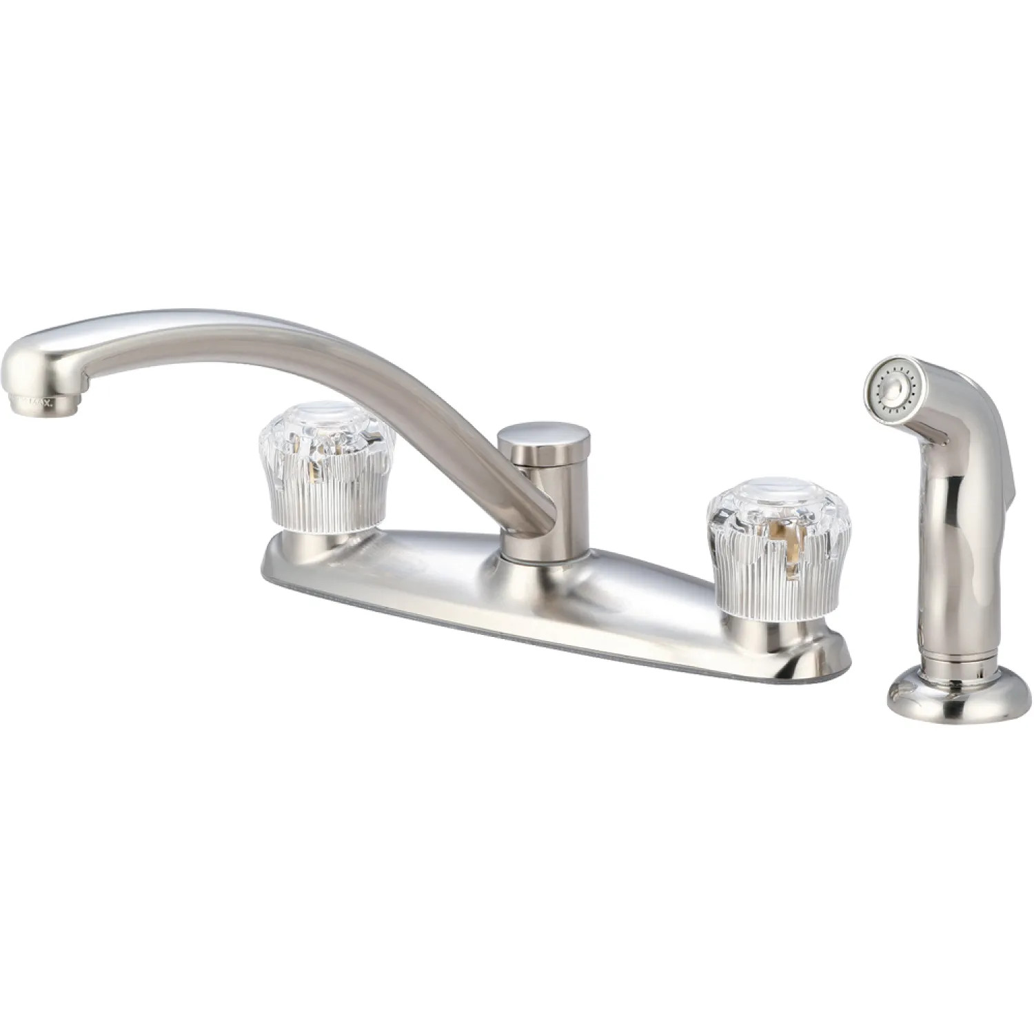 Pioneer 2LG101-BN Pioneer Legacy Two-Handle Kitchen Faucet w/ Side Spray, Crystal Knob Handles, Brushed Nickel - 2LG101-BN