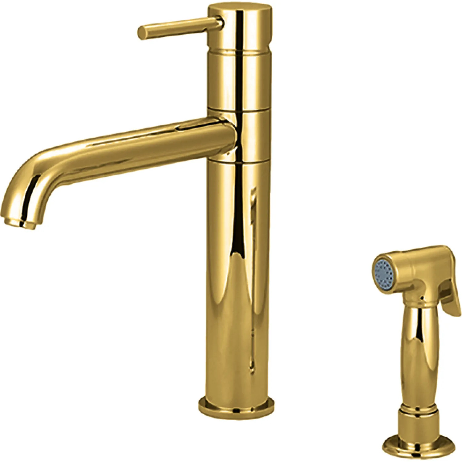 Pioneer 2MT161H-PB Pioneer Motegi Single Handle Kitchen Faucet w/ Side Spray, Bent Nose Spout, Polished Brass - 2MT161H-PB