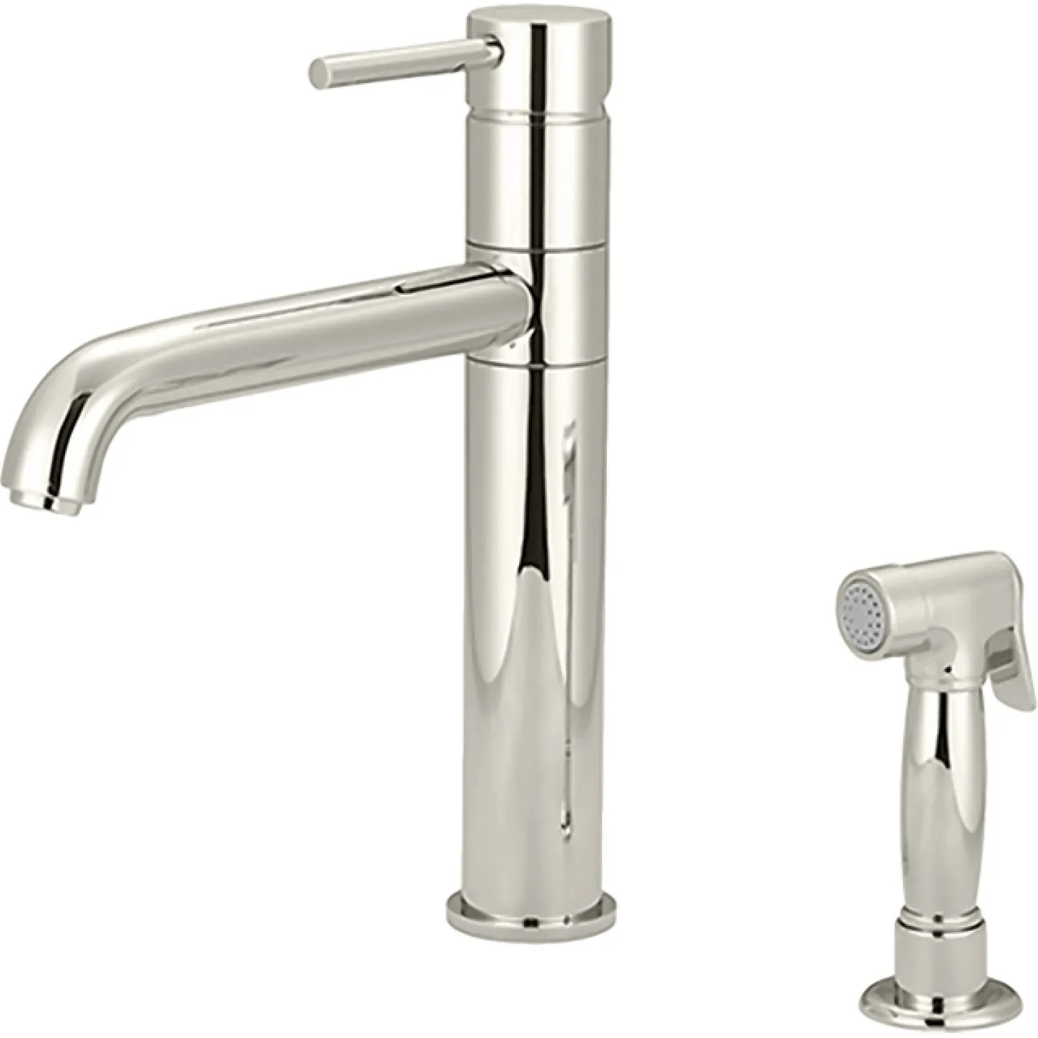 Pioneer 2MT161H-PN Pioneer Motegi Single Handle Kitchen Faucet w/ Side Spray, Bent Nose Spout, Polished Nickel - 2MT161H-PN