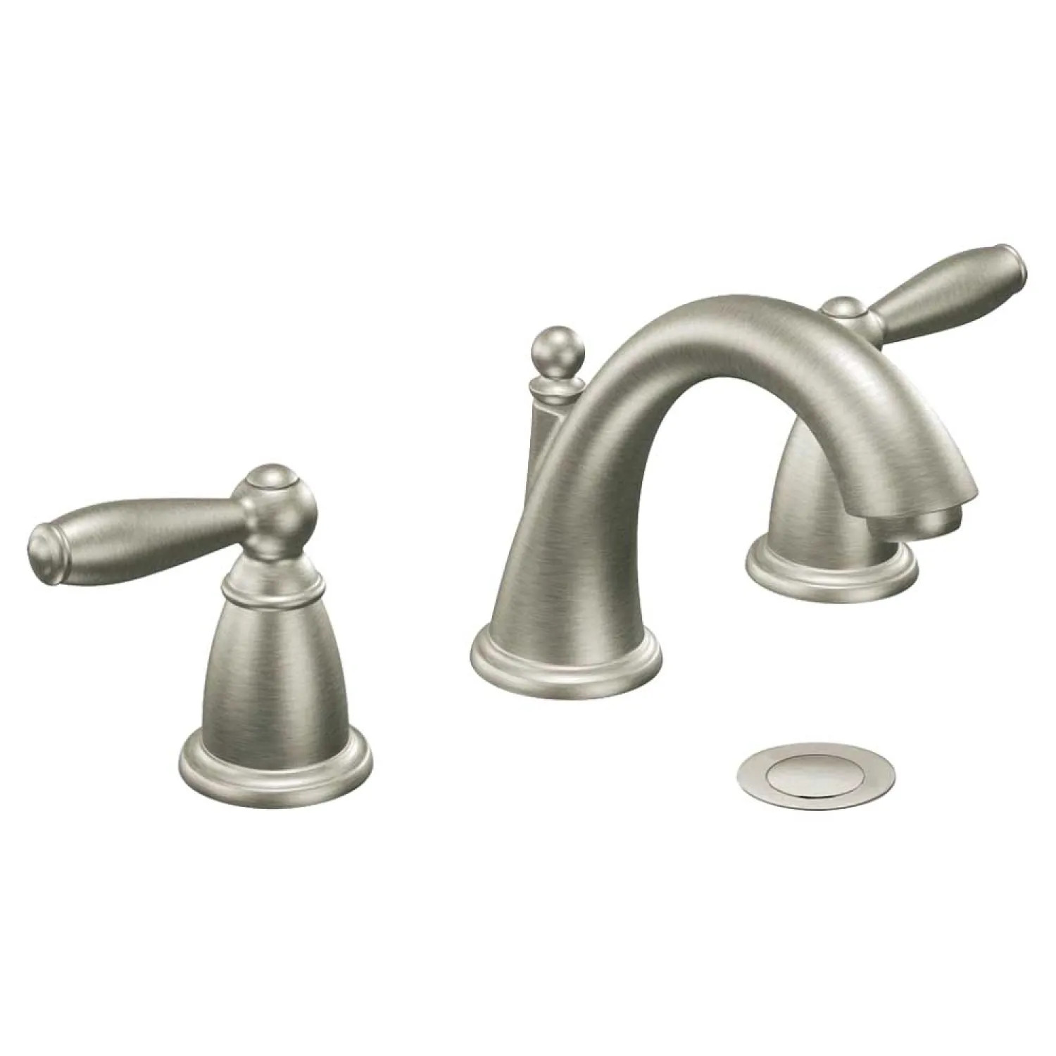 Moen T6620BN Moen Brantford Two-Handle High Arc Brushed Nickel Widespread Bathroom Faucet, 1.2 GPM, ADA Lever Handle, WaterSense, Three-Hole - T6620BN