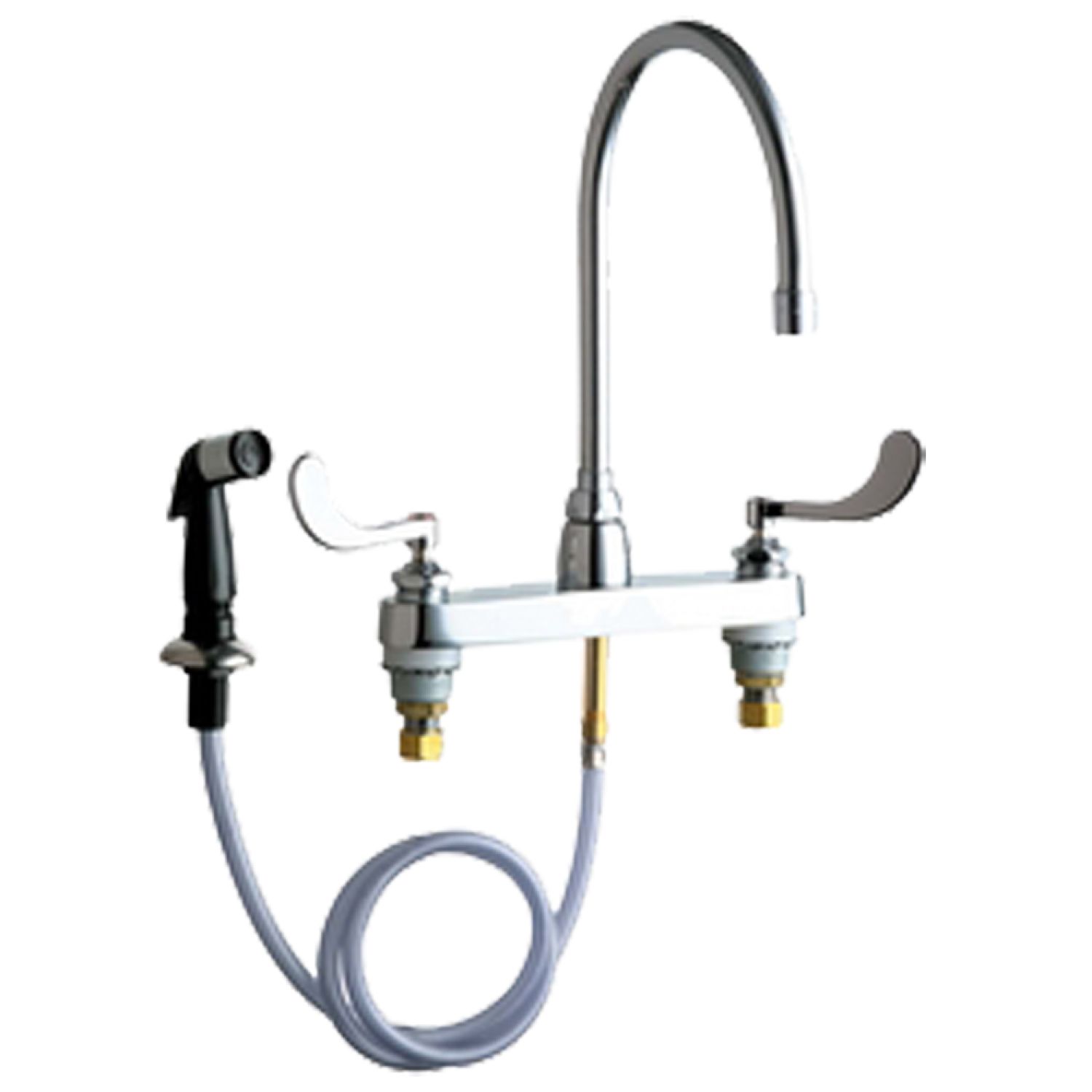 Chicago Faucet 1102-GN8AE3-317AB Chicago Faucets 1102-GN8AE3-317AB Hot and Cold Sink Faucet with Side Spray