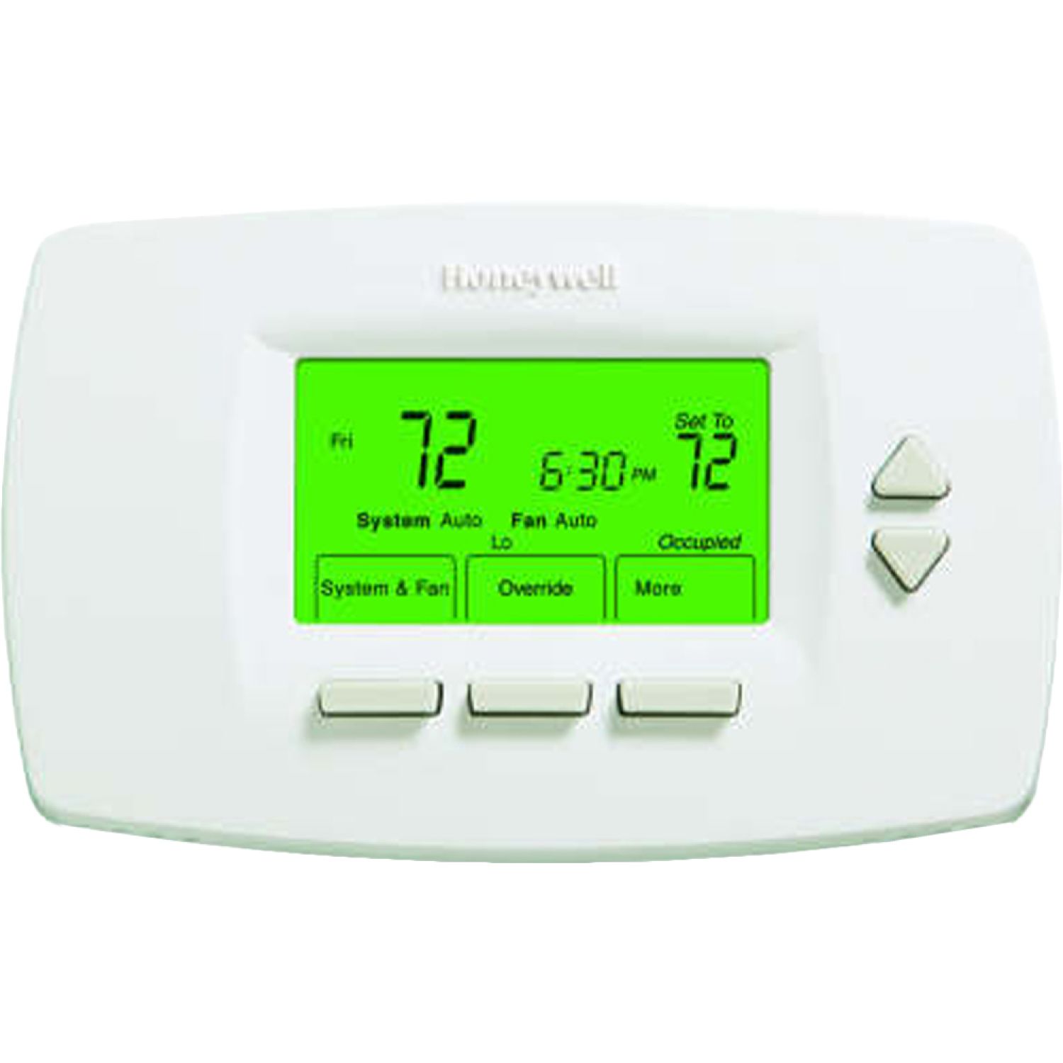 Honeywell TB7100A1000 Honeywell 3 Fan Speeds for Fan Coil and 2 Speeds for PTAC Applications MultiPRO 7000 Multispeed with Thermostat, Premier White - TB7100A1000/U