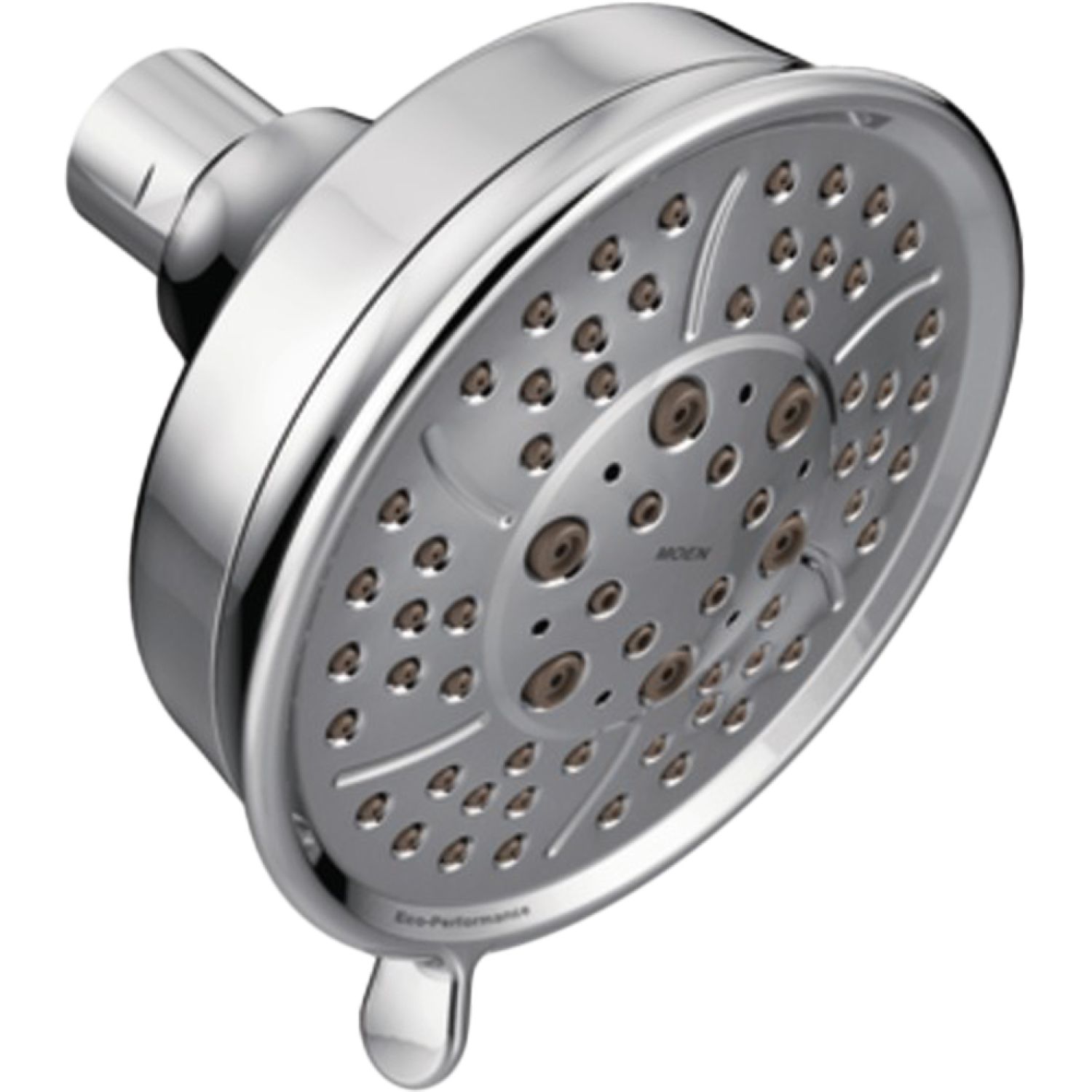 Moen 3638EP Moen Four-Spray Function Shower Head, Round, 4-3/8in Diameter Face, Eco-Performance, Nonmetallic Spray Face, 1.75 GPM, Chrome - 3638EP