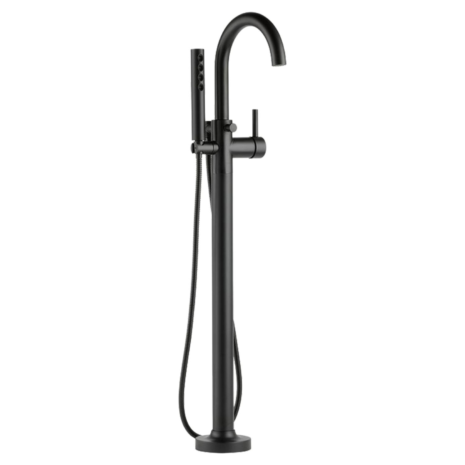 Brizo T70175-BL Brizo Odin Single-Handle Freestanding Tub Filler with Single-Function H2Okinetic Handshower, 1.75 GPM, Lever Handle, Matte Black - T70175-BL