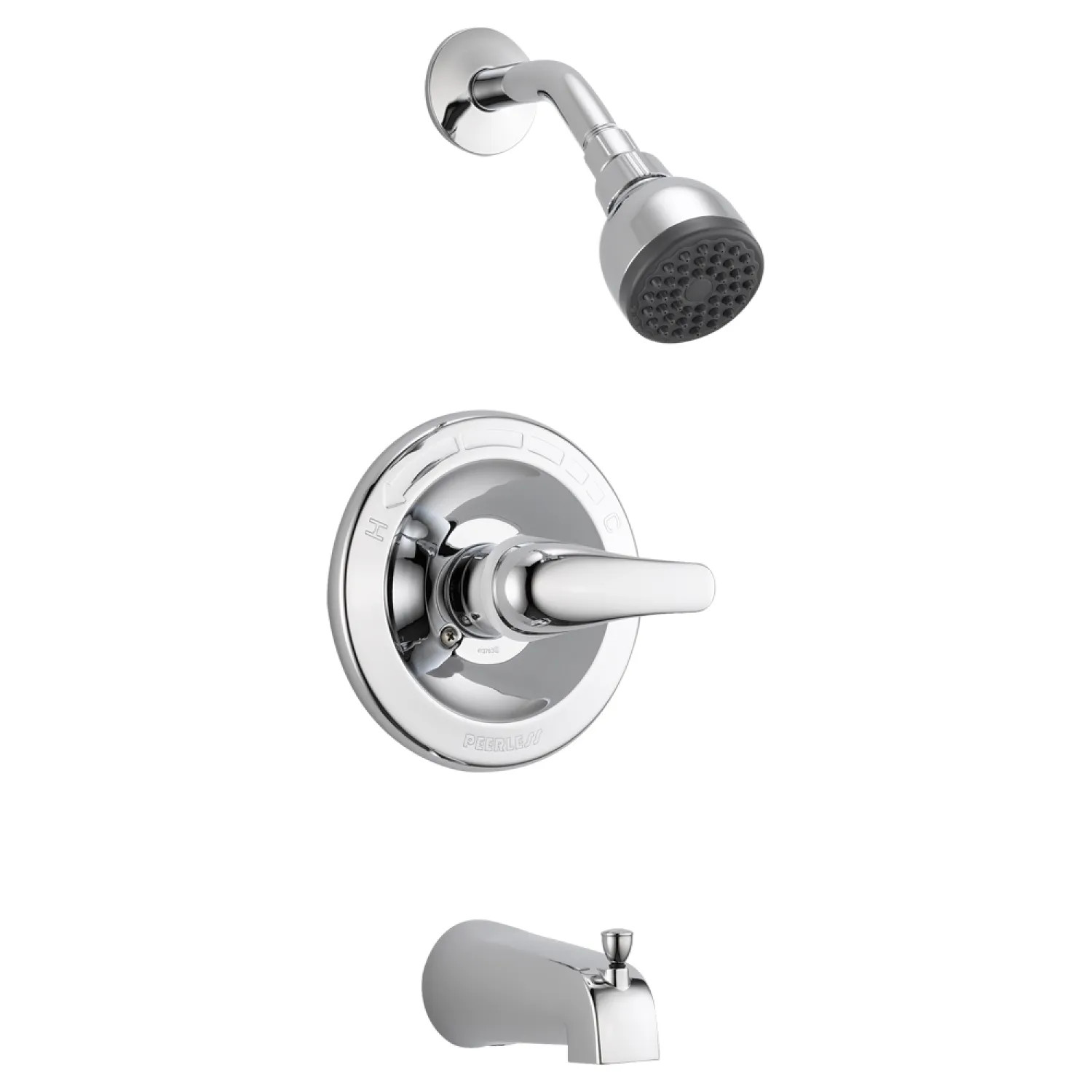 Peerless PTT188753 Peerless Core Round Single-Handle Pressure Balance Tub and Shower Faucet with Slip-On Tub Spout, 1.5 GPM, Lever Handle, Polished Chrome - PTT188753