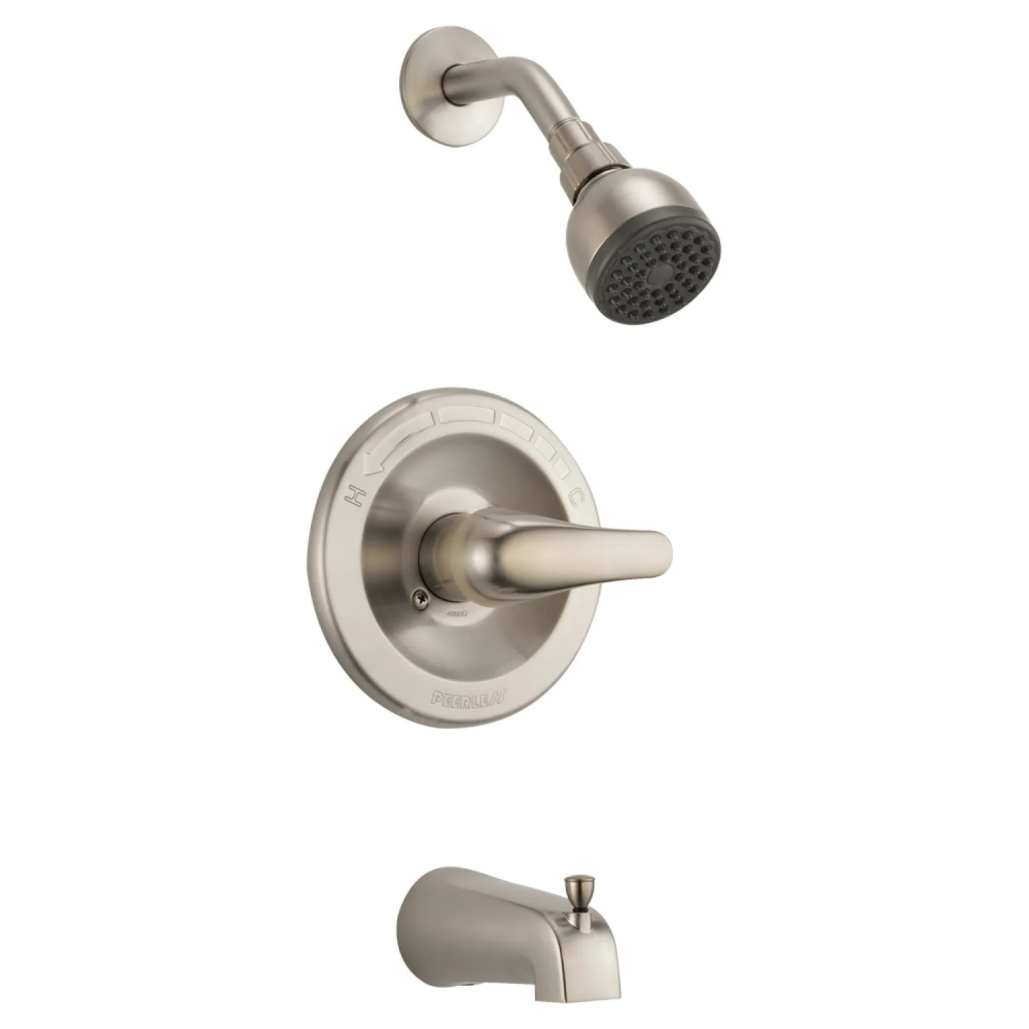 Peerless PTT188753-BN Peerless Core Round Single-Handle Pressure Balance Tub and Shower Faucet with Slip-On Tub Spout, 1.5 GPM, Lever Handle, Brushed Nickel - PTT188753-BN
