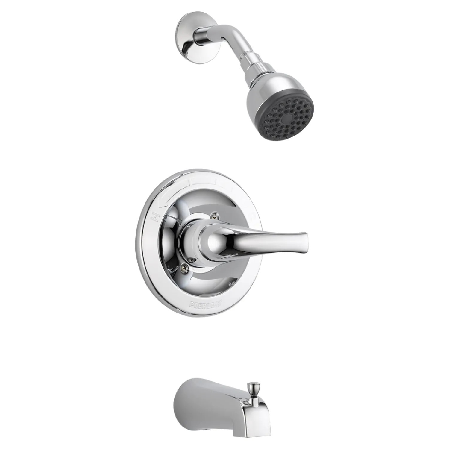 Peerless PTT188773 Peerless Round Single-Handle Pressure Balance Tub and Shower Faucet with Diverting Tub Spouts, 1-Function 1.5 GPM, Polished Chrome - PTT188773