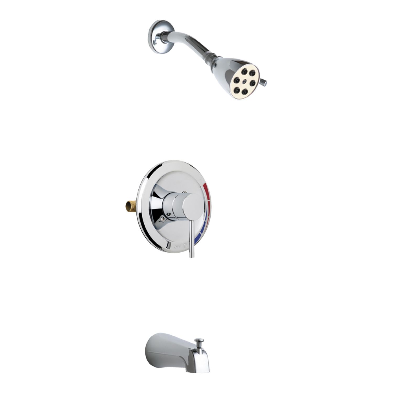 Chicago Faucet SH-PB1-01-100 Chicago Faucets Wall-Mounted Pressure Balancing Tub/Shower Faucet with Valve, 2.5 GPM, 80 PSI, ADA, Polished Chrome - SH-PB1-01-100