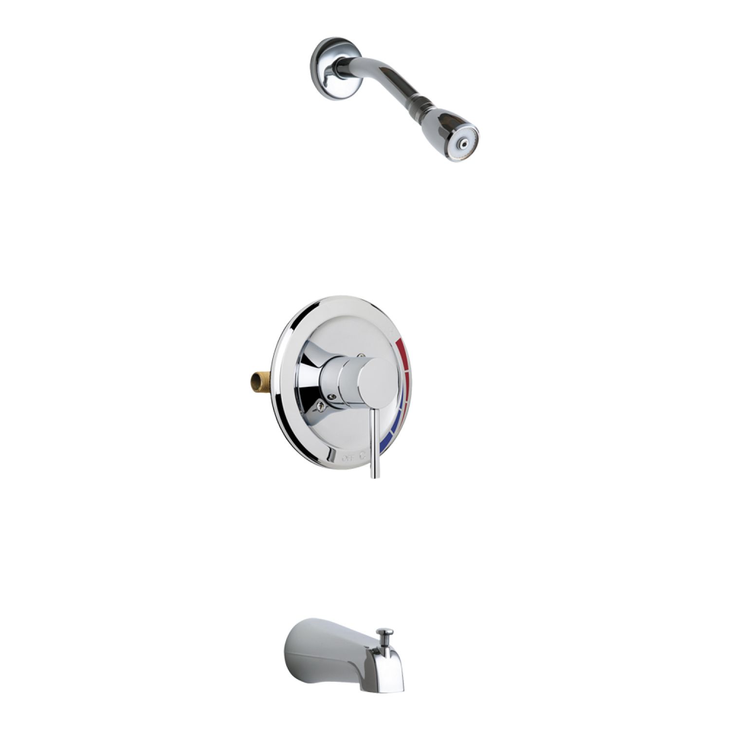 Chicago Faucet SH-PB1-02-100 Chicago Faucets Wall-Mounted Pressure Balancing Tub/Shower Faucet with Valve, 2.5 GPM, 80 PSI, ADA, Polished Chrome - SH-PB1-02-100