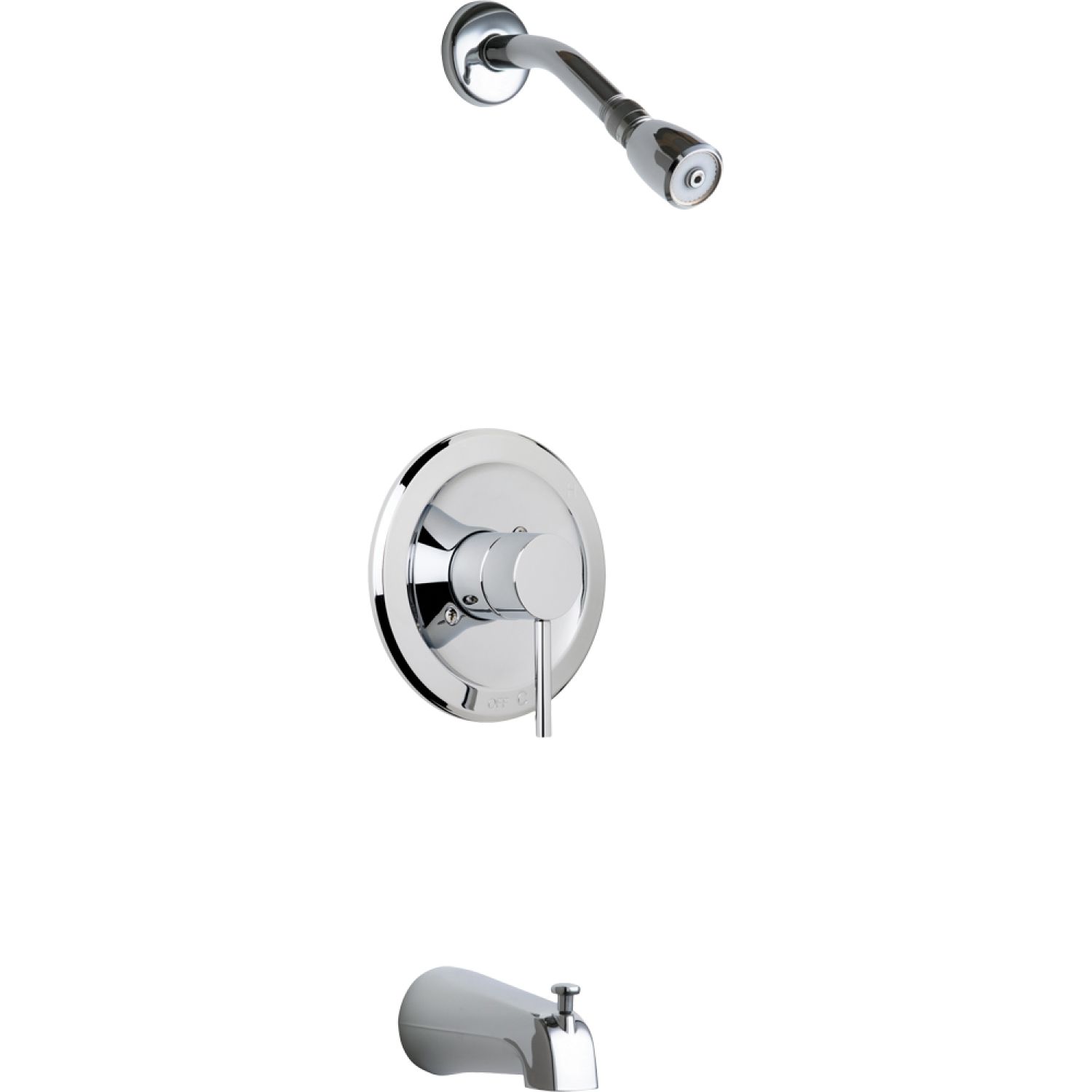Chicago Faucet SH-TK1-03-100 Chicago Faucet Wall-Mounted Pressure Balacing Tub/Shower Faucet with Shower Head and Tub Spout, 2.5 GPM, 80 PSI, Polished Chrome - SH-TK1-03-100
