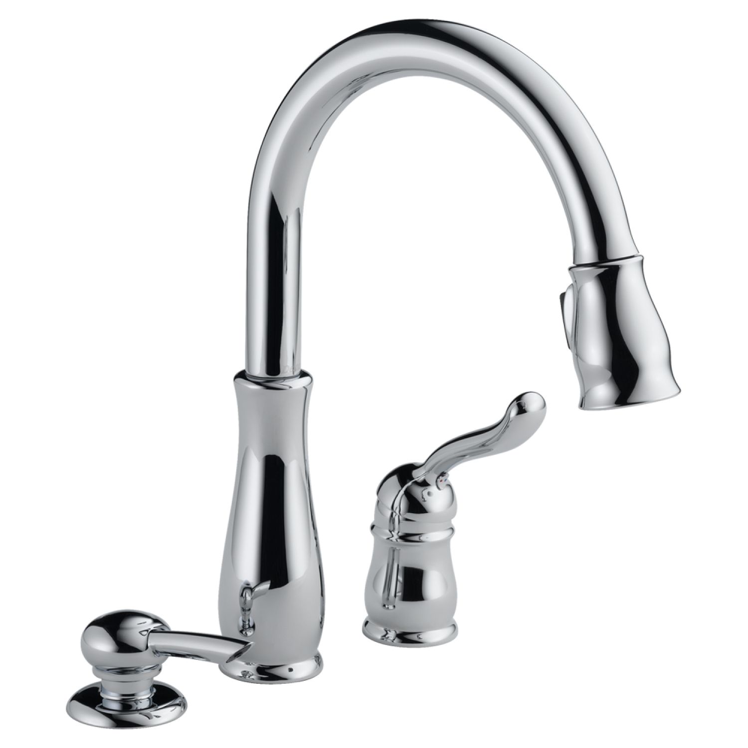 Delta 978-SD-DST Delta Leland Single-Handle Kitchen Pull-Down Faucet w/ Soap Dispenser, 3 Hole, Chrome - 978-SD-DST